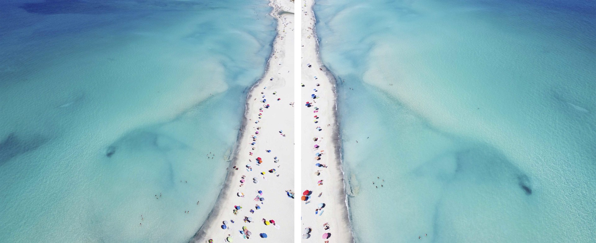Diptych White Beach #1- Multiple Sizes Available Upon Request- Aerial Scapes Edition of 7 by Raffaele Ferrari
