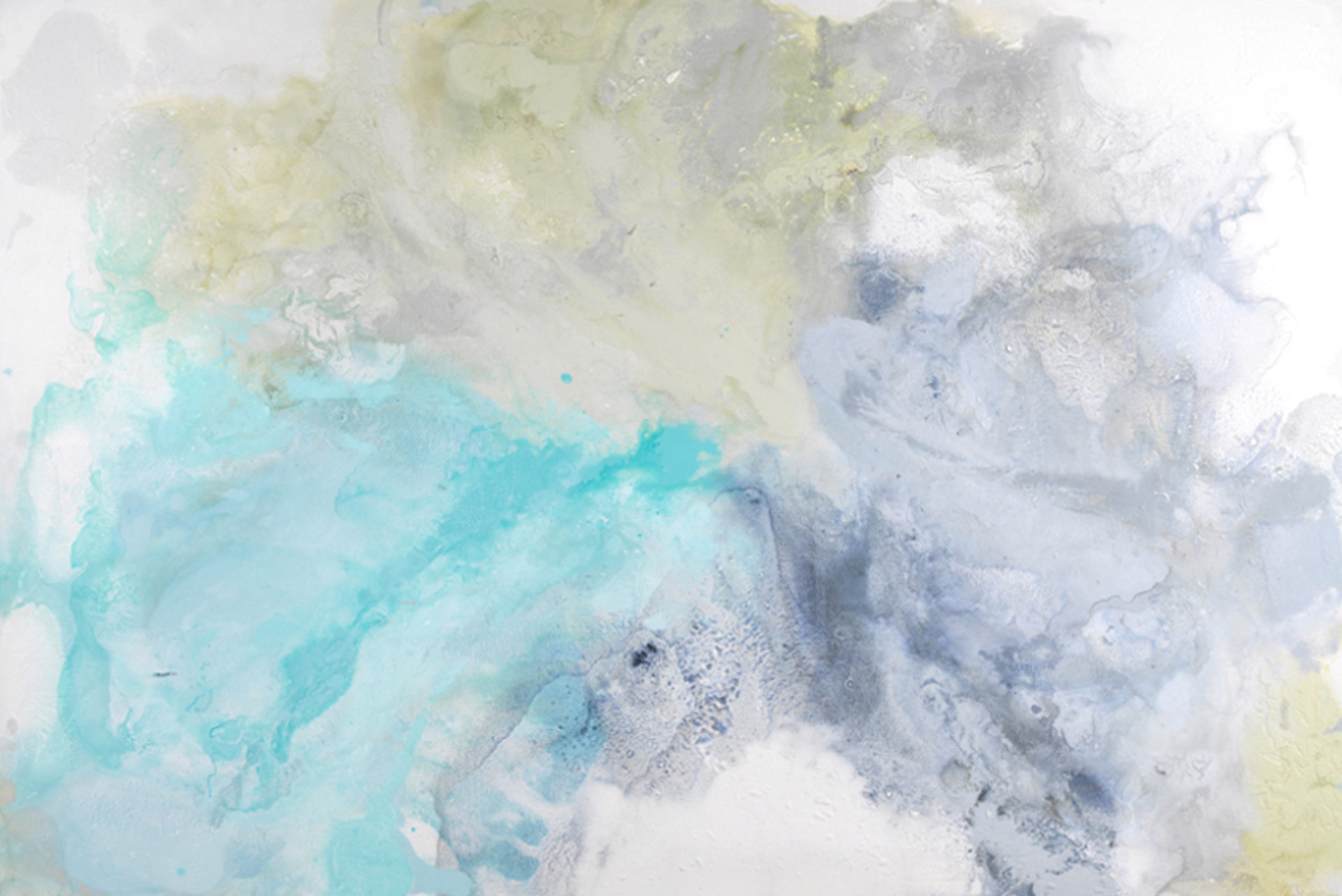 Organica #7 is a beautiful 48"H x 72"W textured abstract painting featuring a cool costal color palette by South Florida artist and painter John Schuyler.