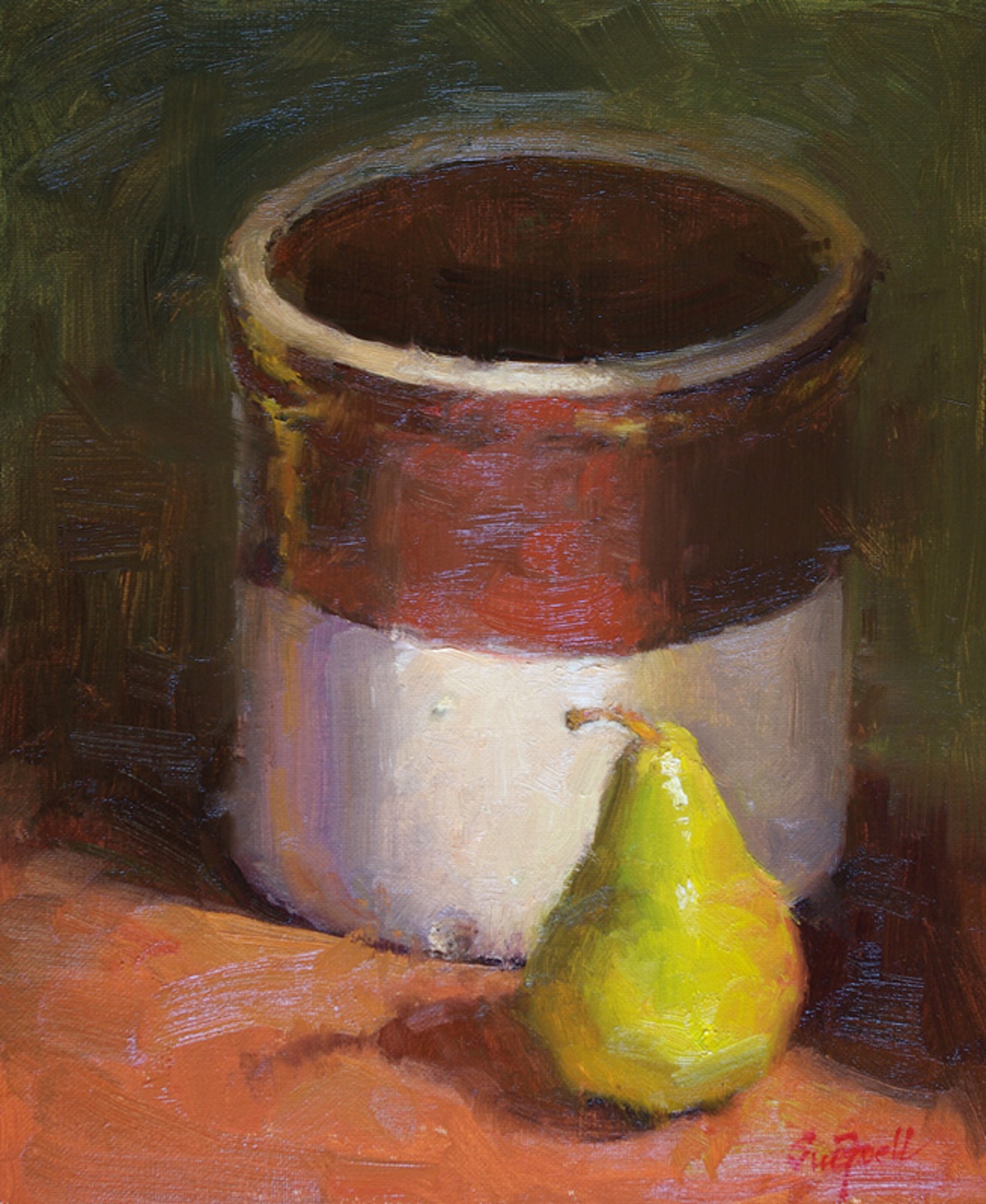 Pear with Old Crock by Sue Foell