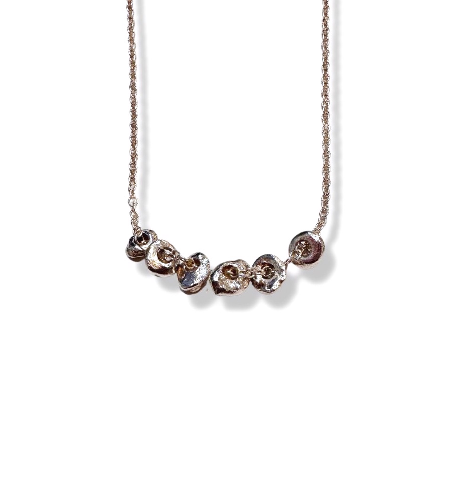 Necklace - Sterling Silver Chain with Pure Organic Silver Pebbles by Julia Balestracci