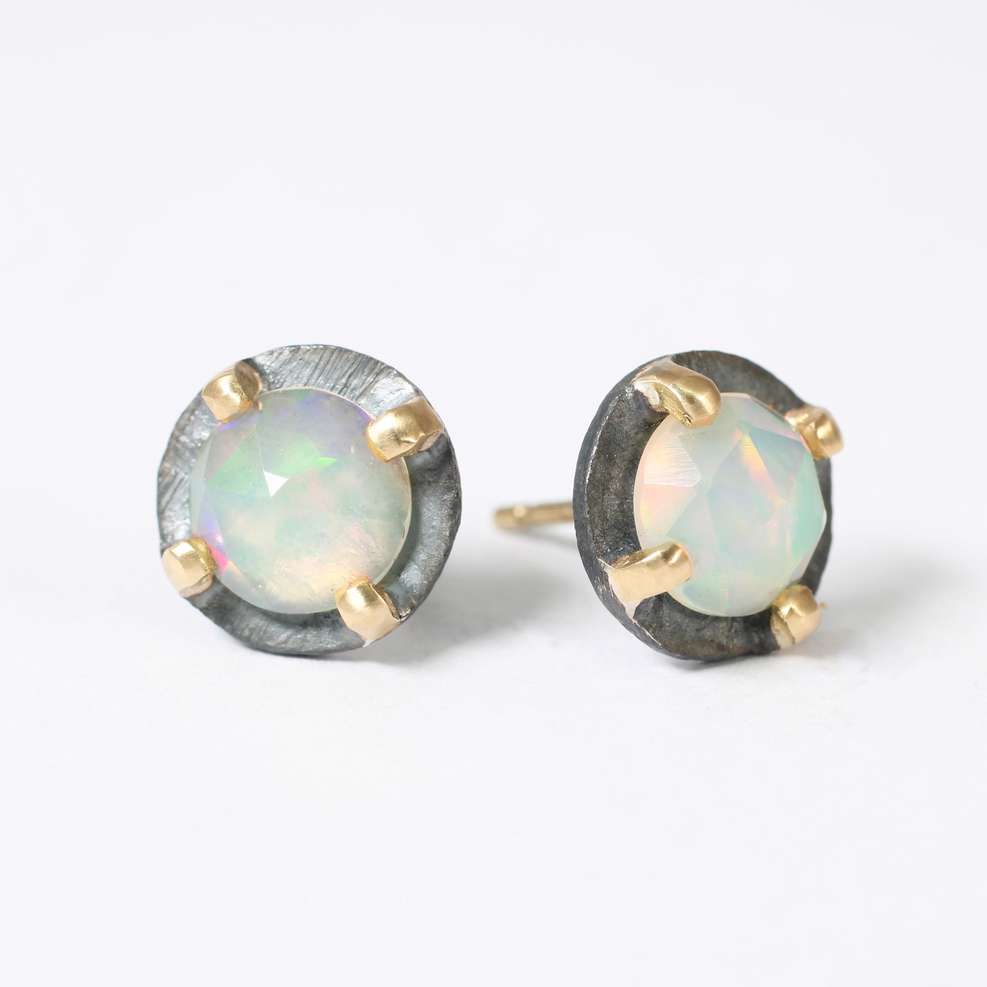 Ethiopian Opal 18k Carved Prong Post by Heather Guidero