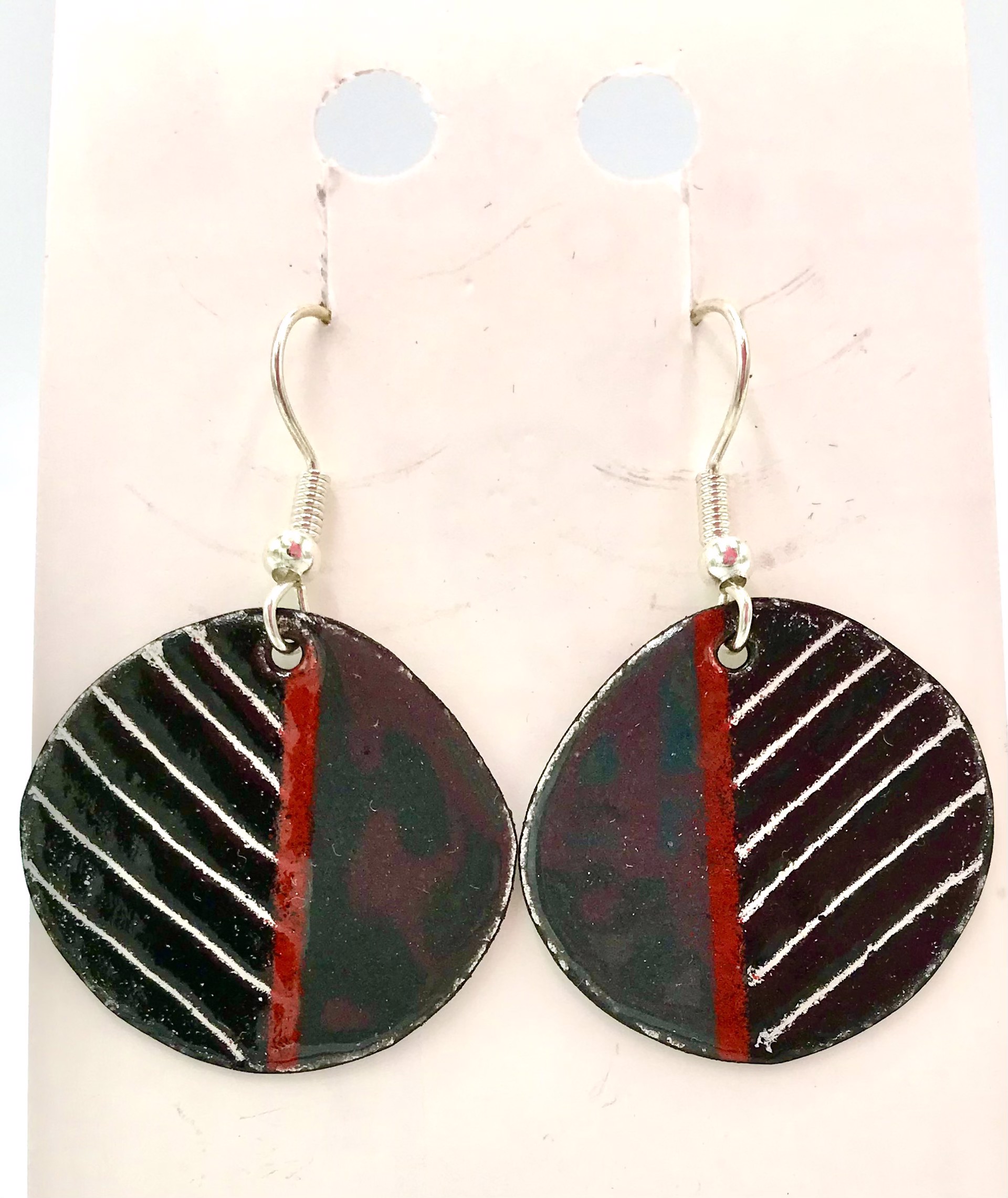 Earrings- Black & Red Circle by Cathy Talbot