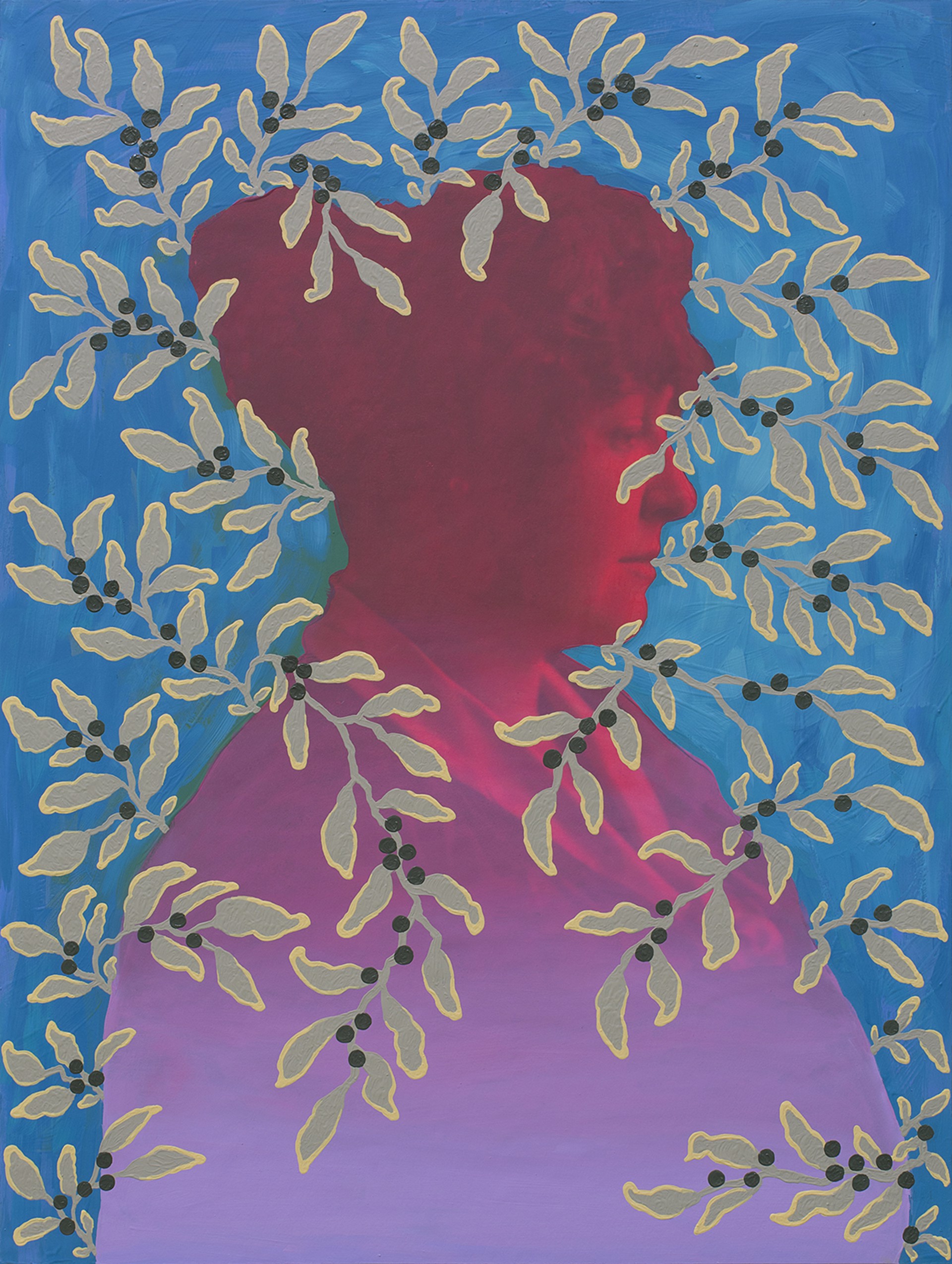 Untitled (Woman in Profile with Leaves and Berries) by Daisy Patton