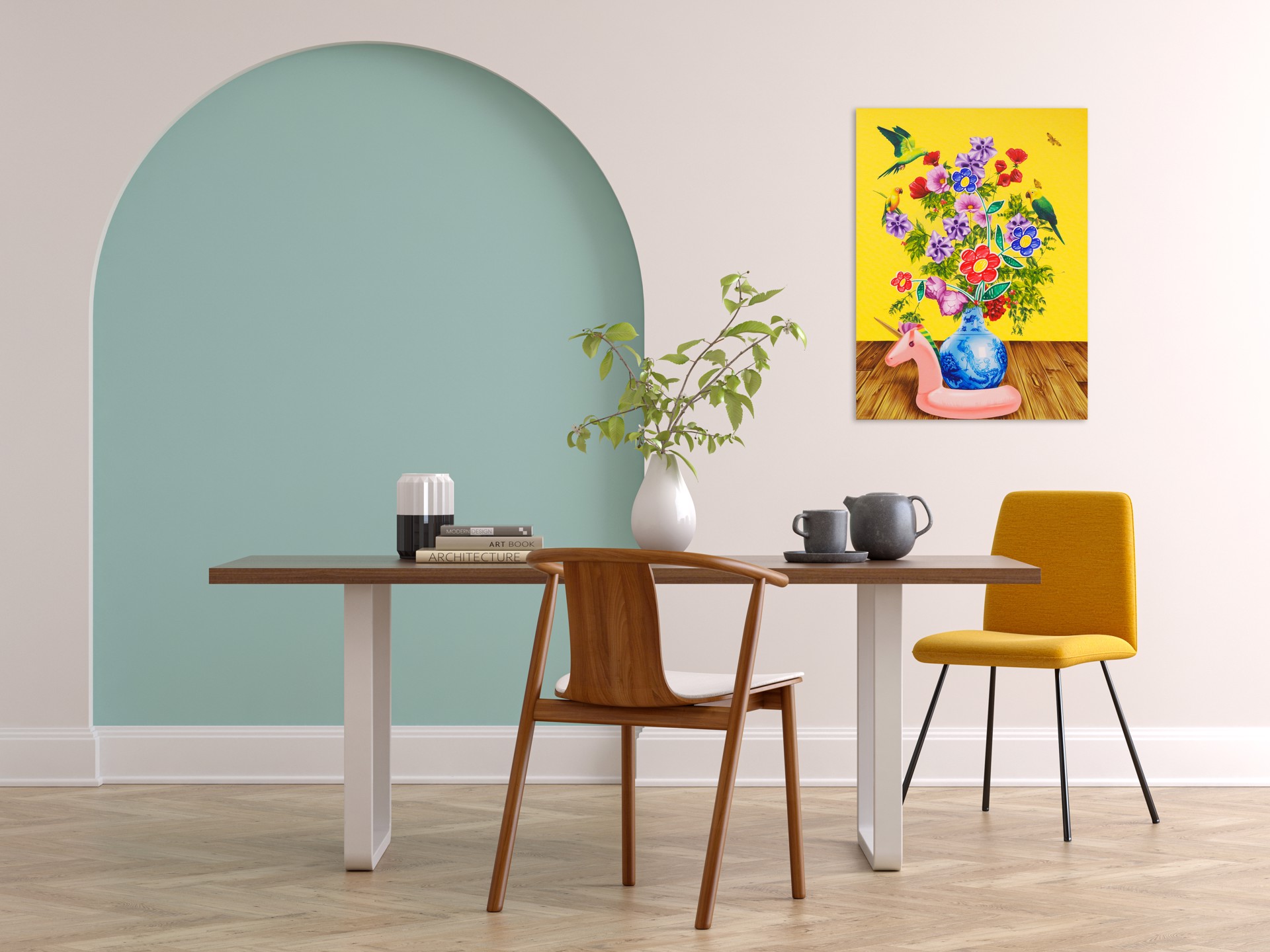 Doodling Flowers and Parrots I by Carlos Gamez de Francisco