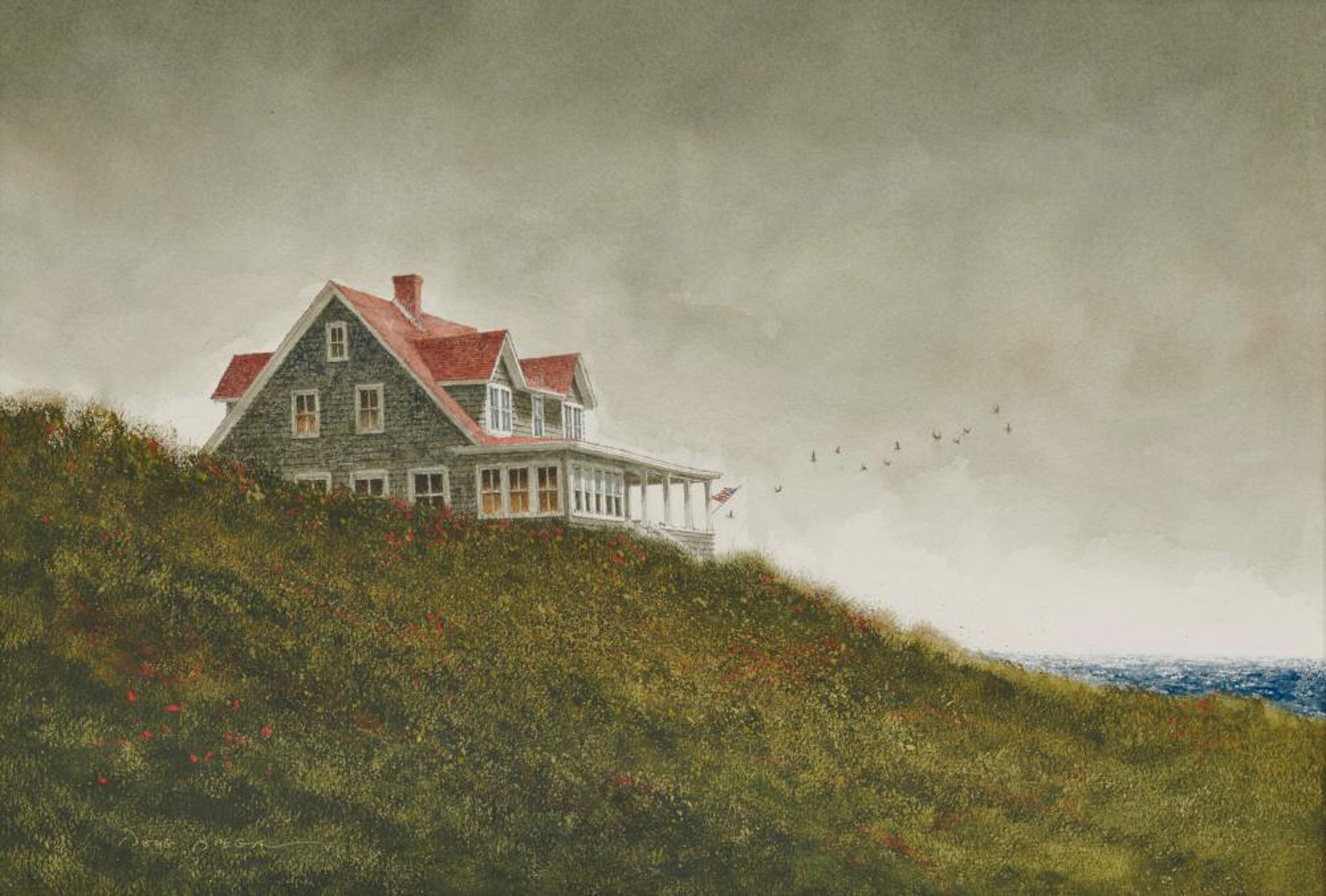 Grey House with Red Roof by Doug Brega