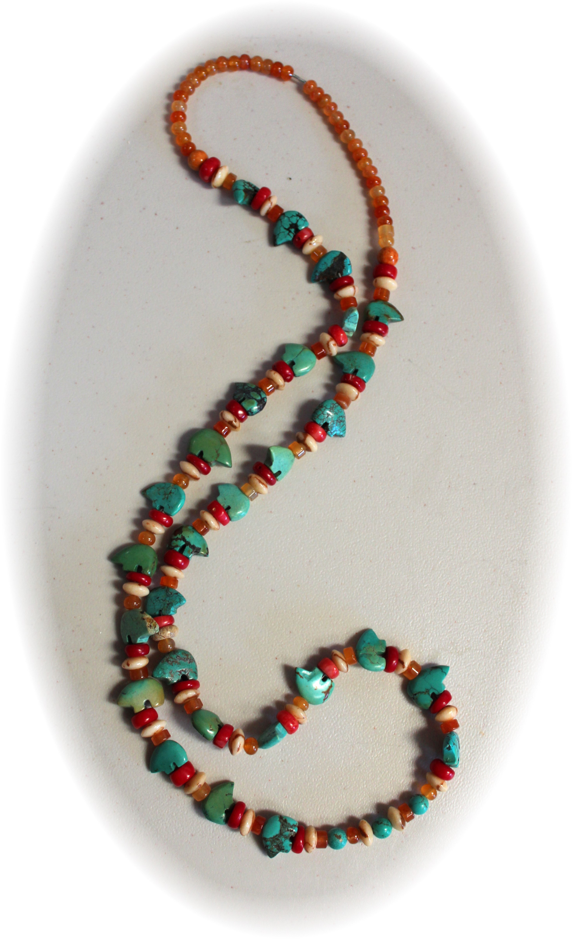 Turquoise Bear Fetish Beaded Necklace  by Michael Redhawk