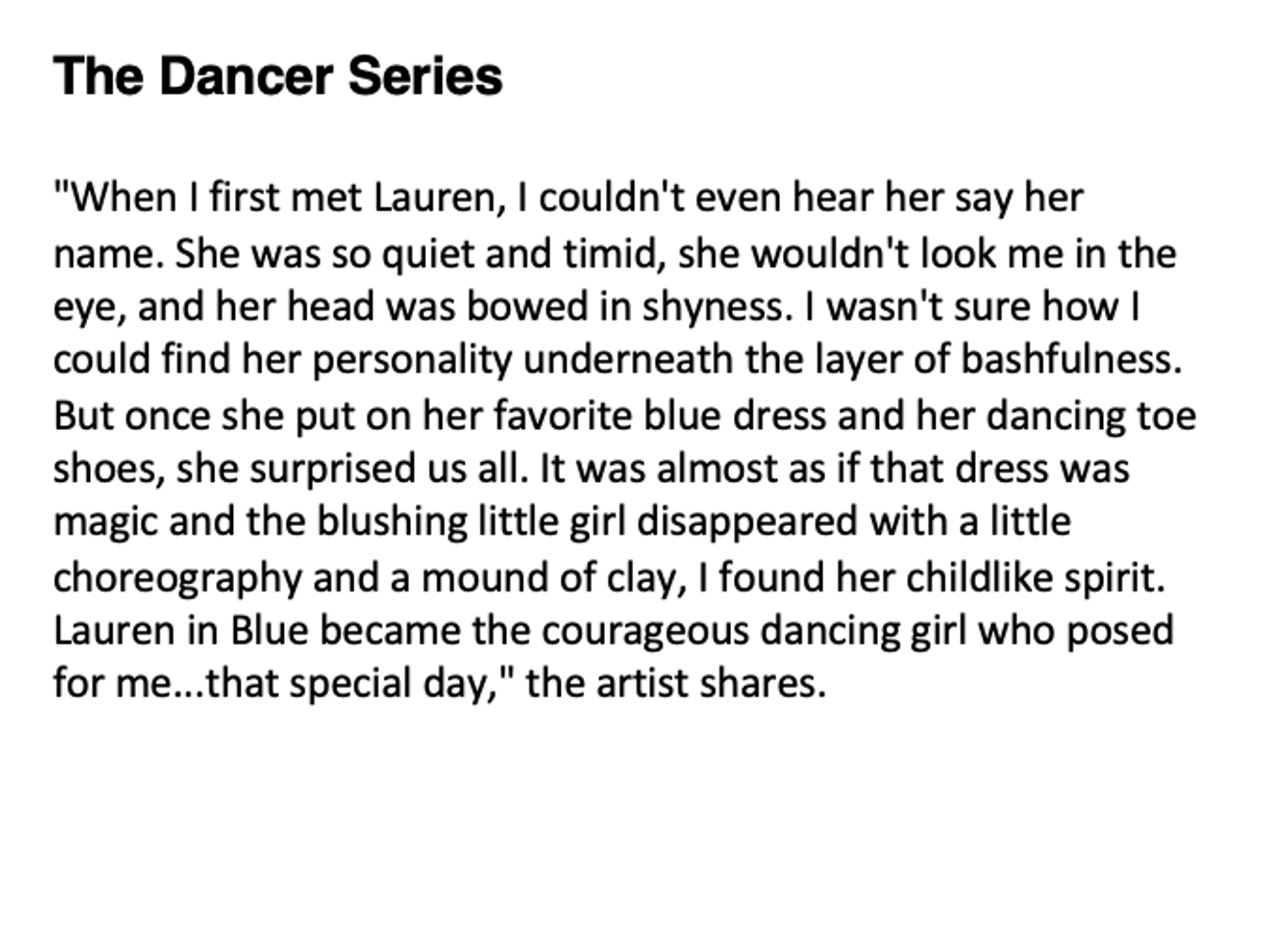 The Dancer Series, "Lauren in Blue"