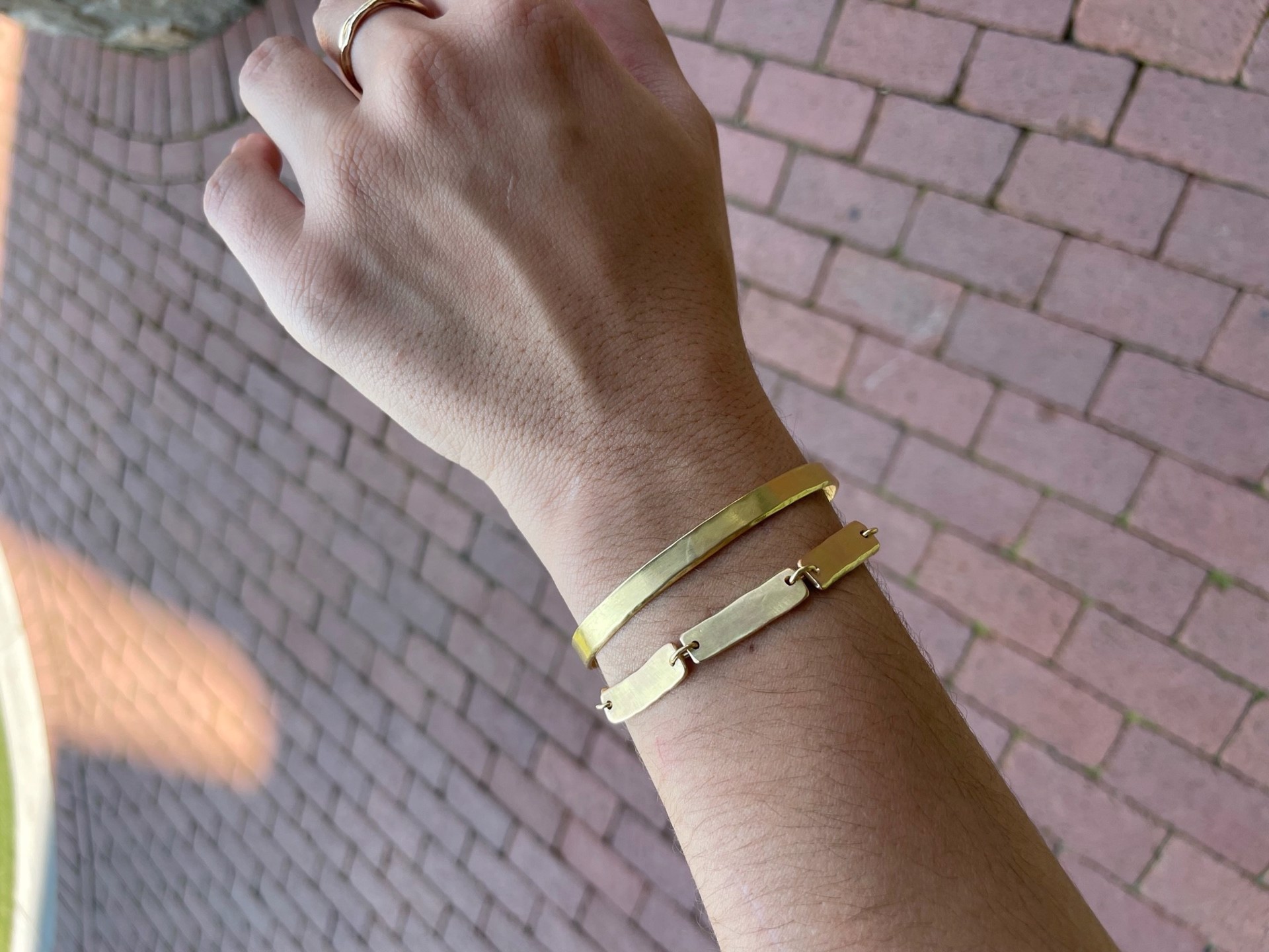 LHB02- Rectangle Link Bracelet 18k Gold by Leandra Hill