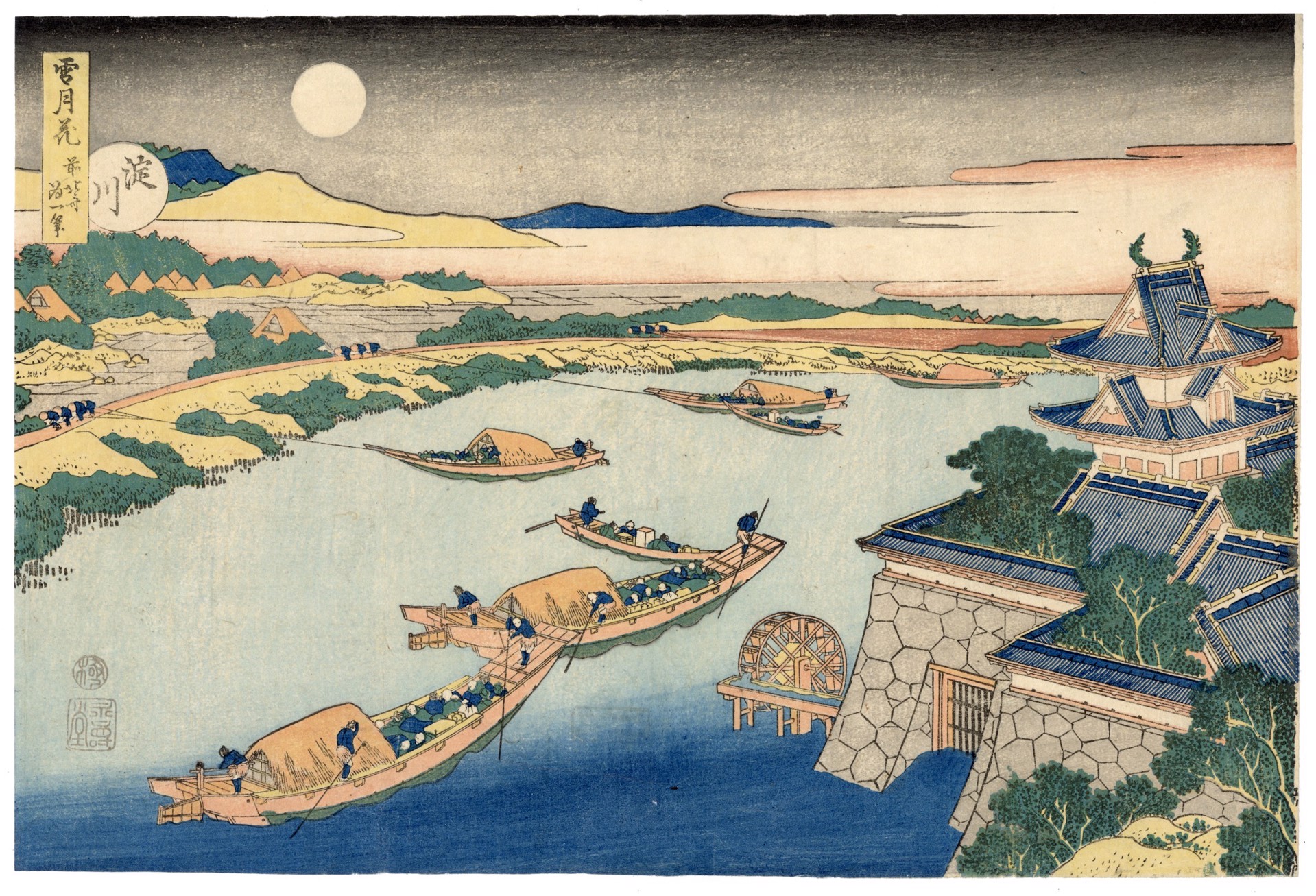 絵画(moonlight ) 風光礼讃による浮世絵「Moon Over Hibiya Park - 日比谷の月」