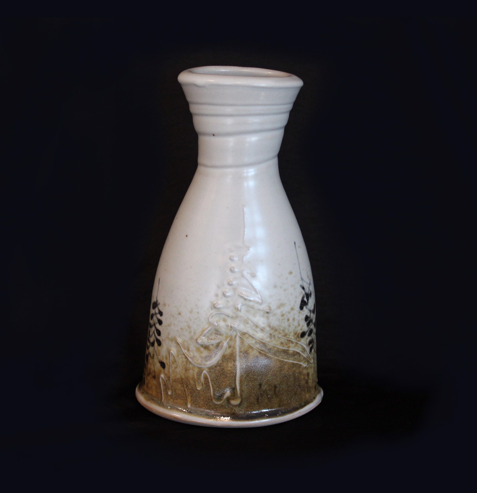 Green/Brown Glazed Earthen Vase by Herman Venema