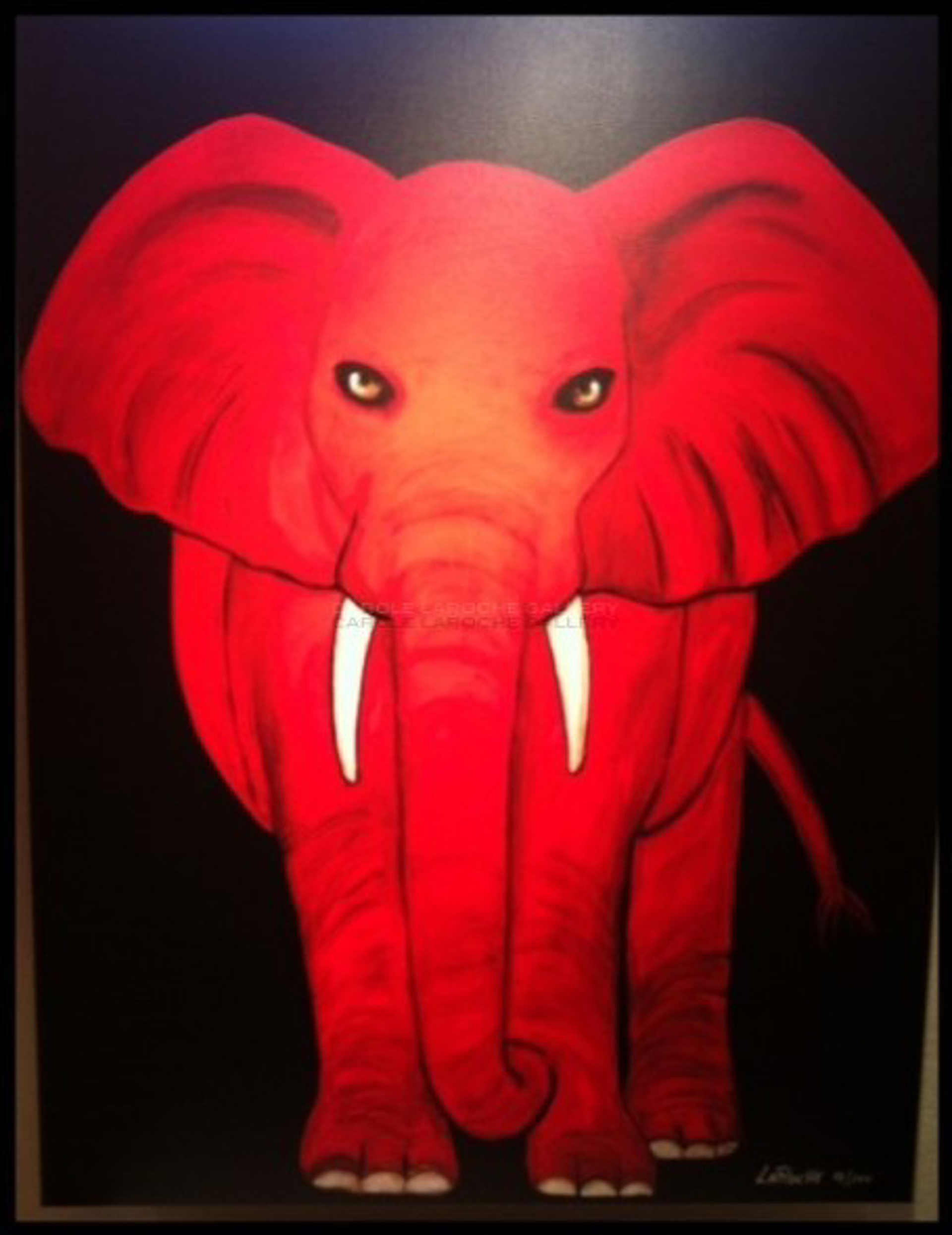 RED ELEPHANT - limited edition giclee on canvas 54"x40" by Carole LaRoche