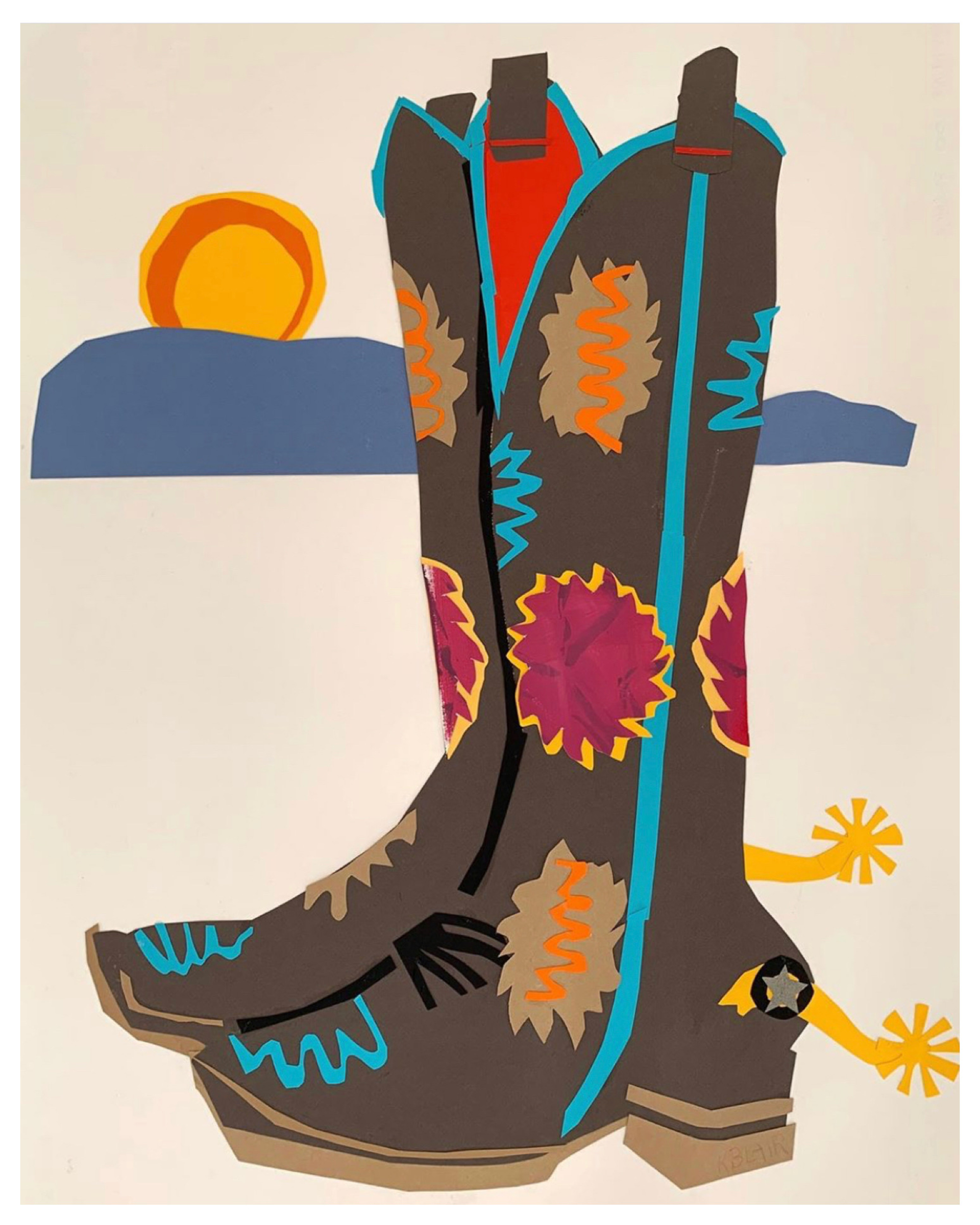 Brown Cowboy Boot/Framed by Karen Blair