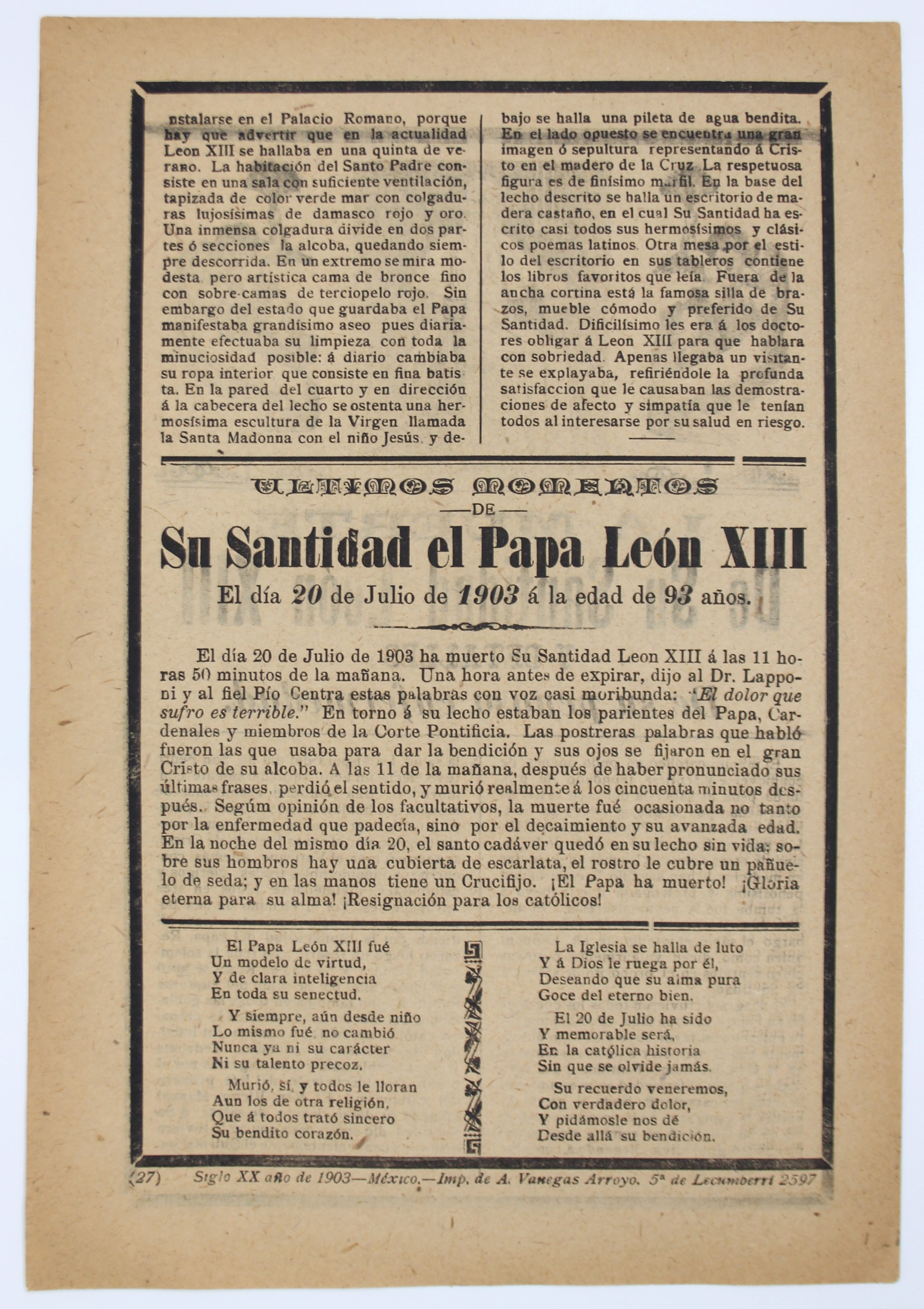 La Muerte de Su Santidad Leon XIII by José Guadalupe Posada