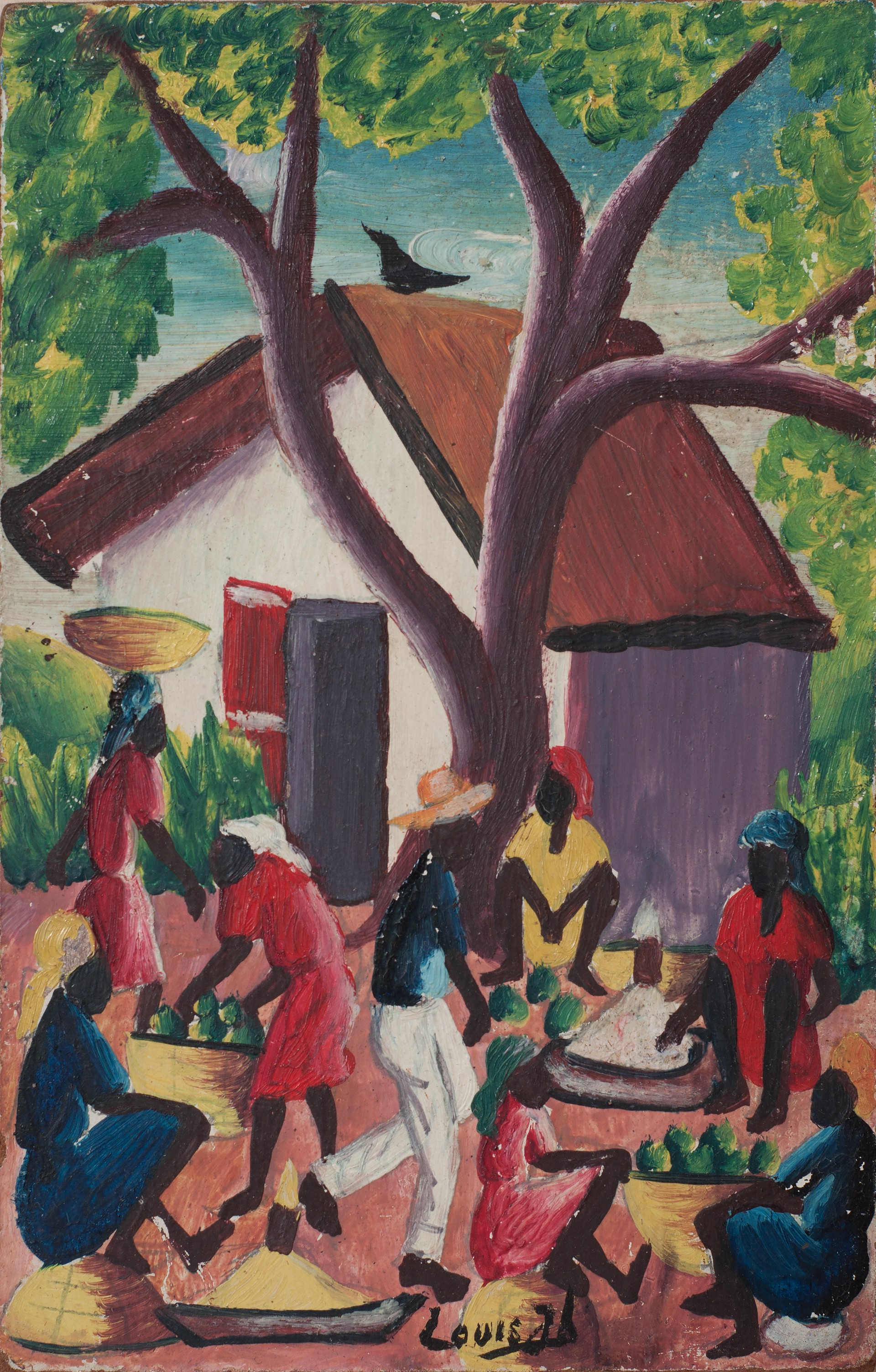 Street Market Scene #2GSN by Louis Joseph (Haitian, 1932)