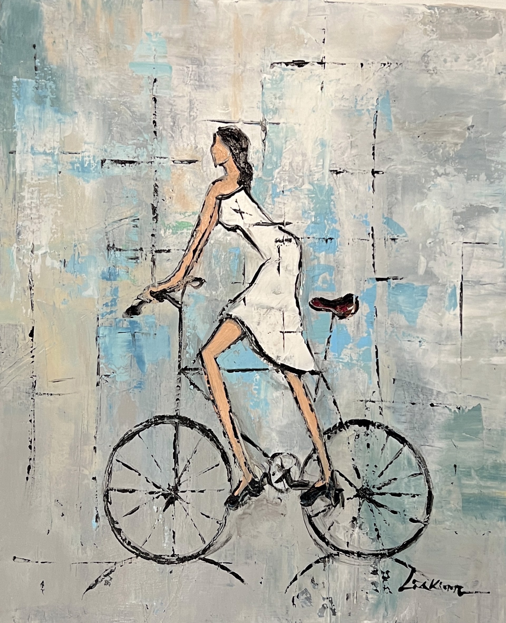 CYCLIST IN WHITE by LIA KIM