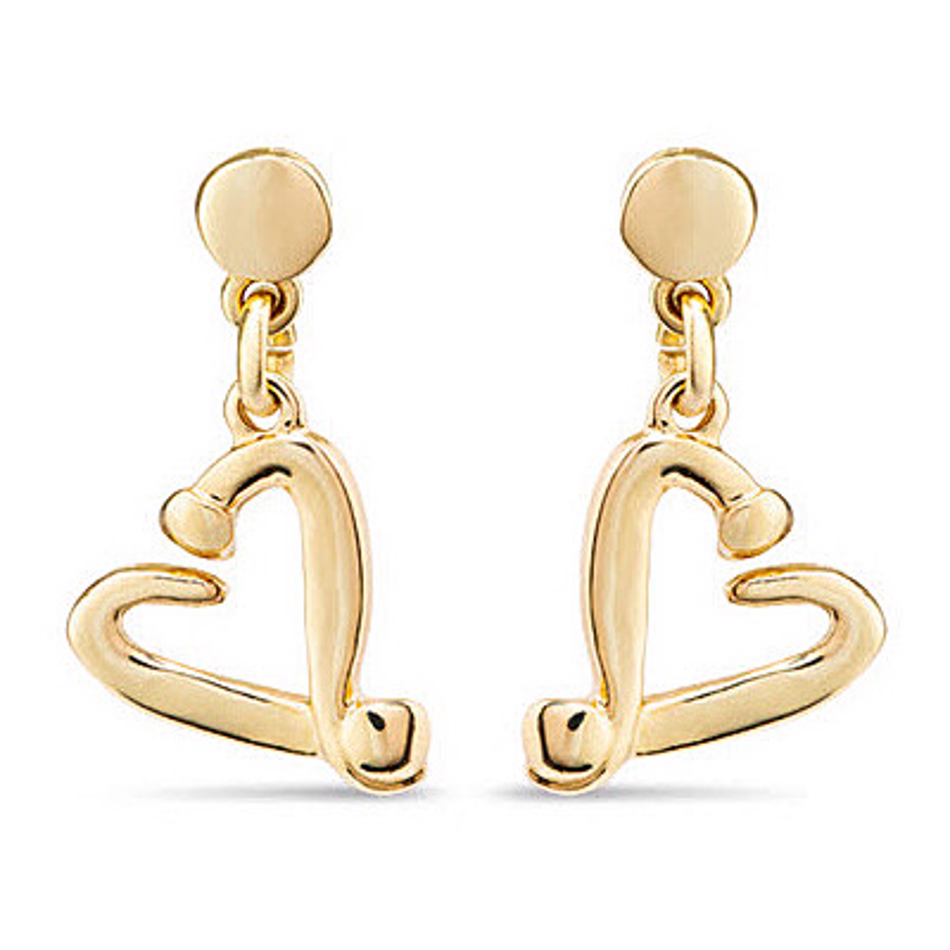 9451 Gold Studs with small drop and Carved Hearts by UNO DE 50