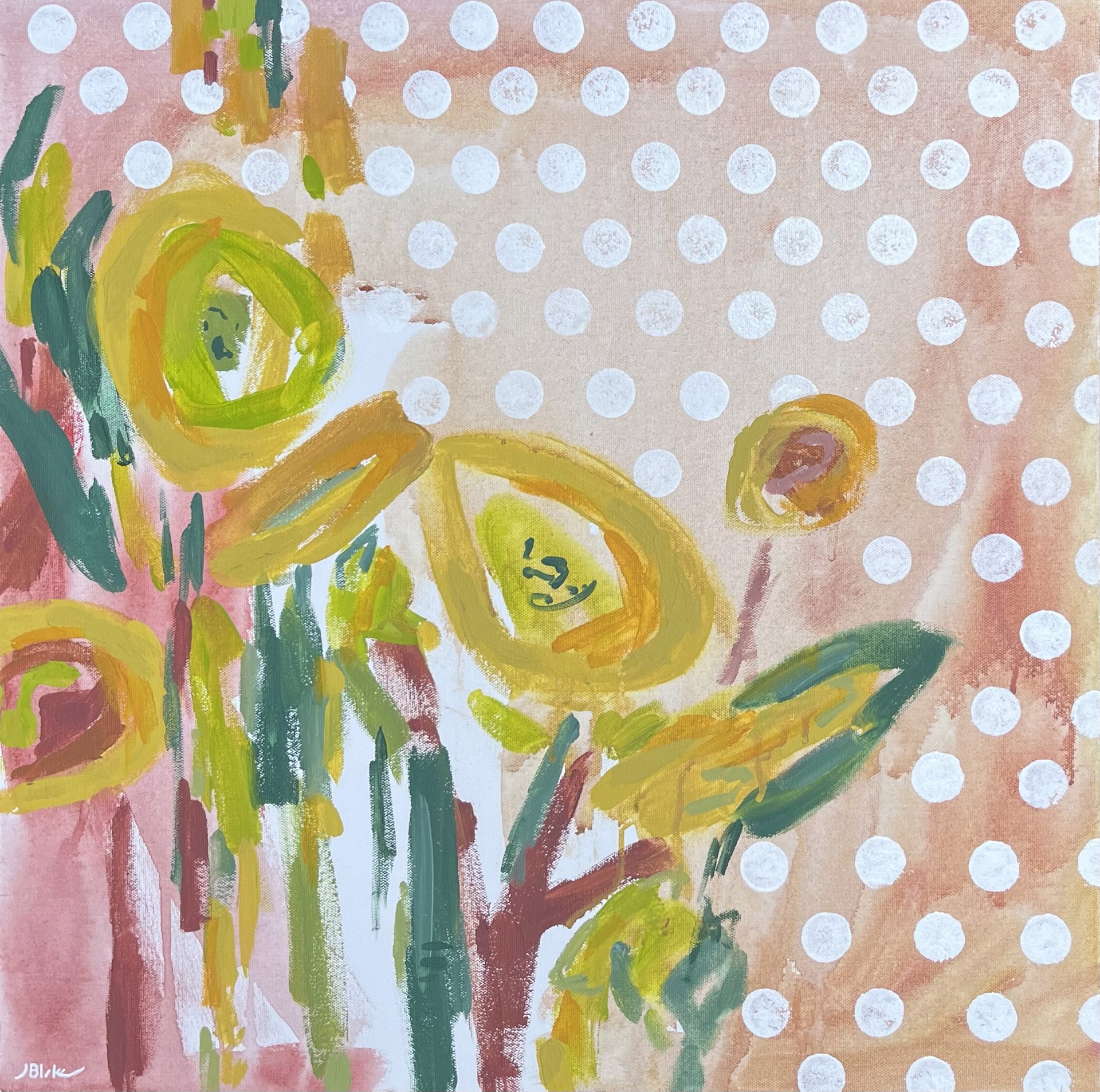Yellow Poppies with Dots by Julia Blake