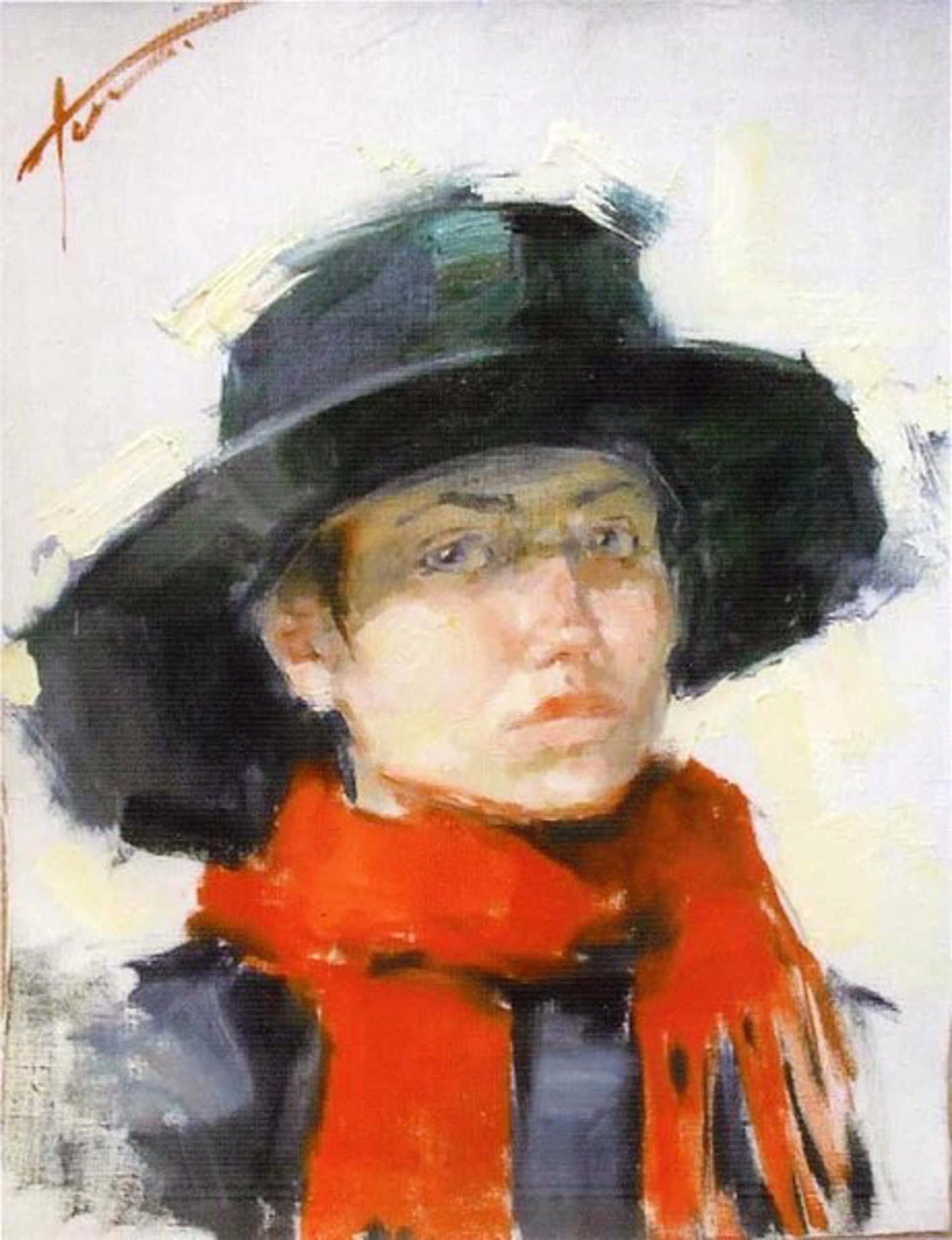 Self Portrait in a Black Hat by Yana Golubyatnikova