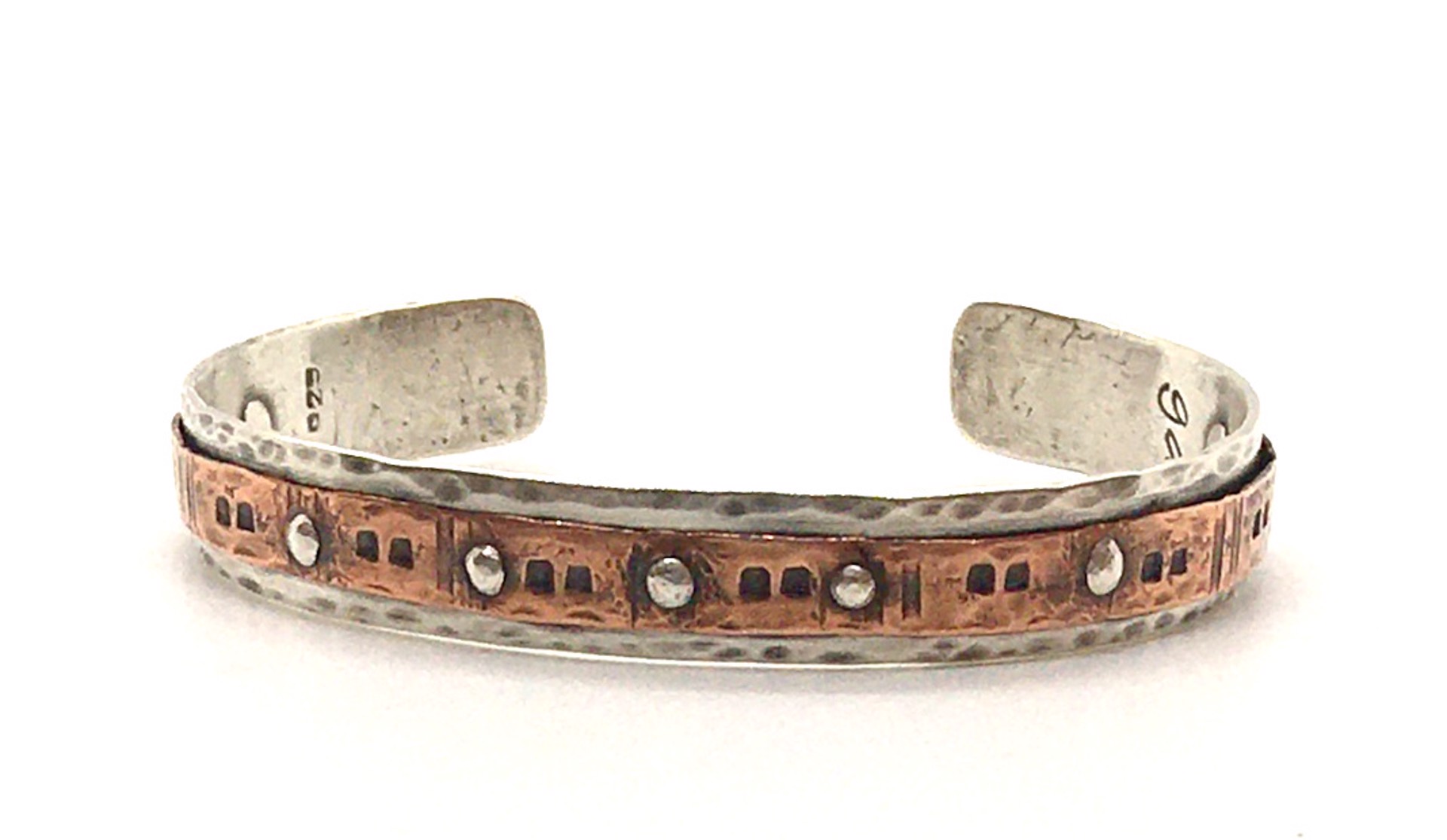 Handmade Silver and Copper Riveted Stacker Cuff - Small by Grace Ashford
