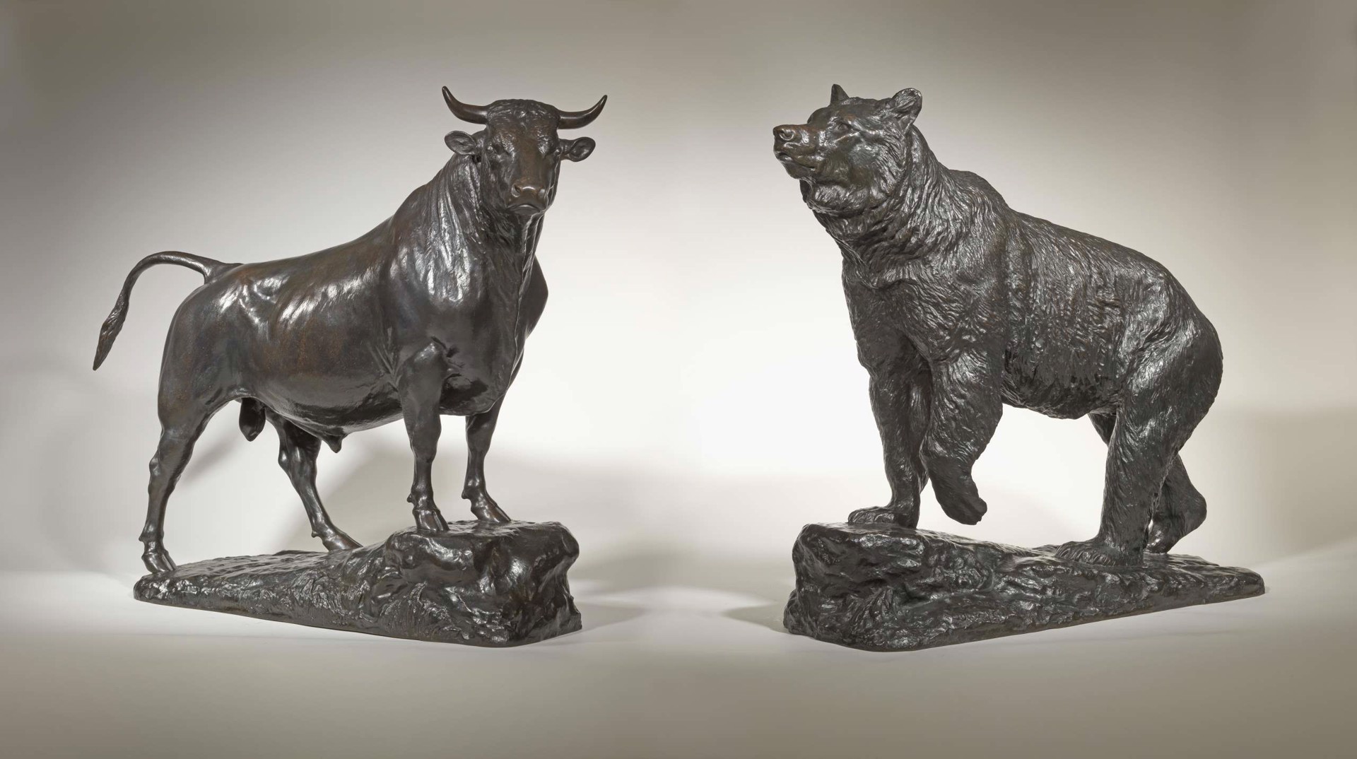 Standing Bull and Walking Bear, a pair by Isidore Jules Bonheur
