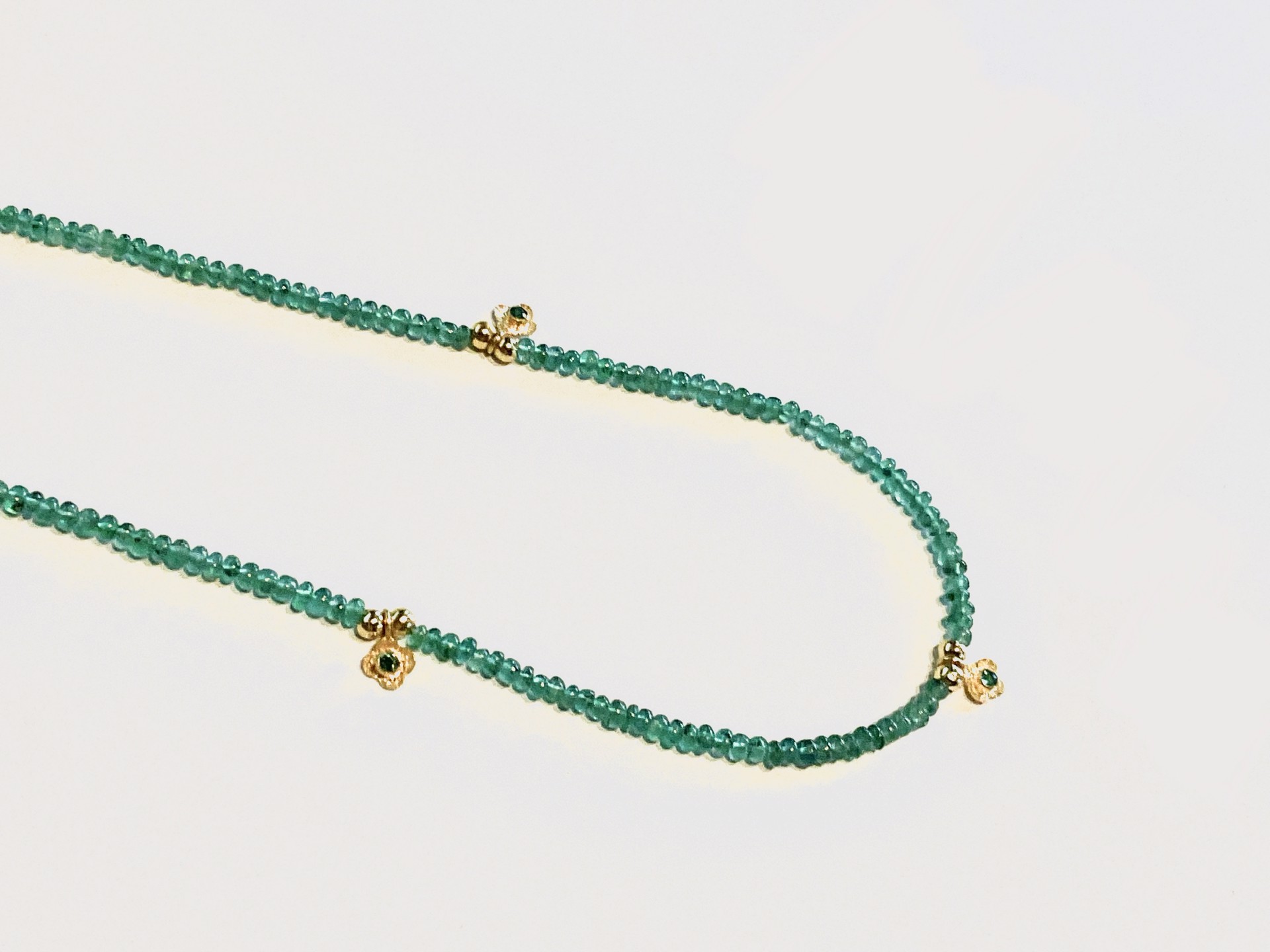 Blossom - Tiny Emeralds 18k Gold Blossom Charms by Mara Labell