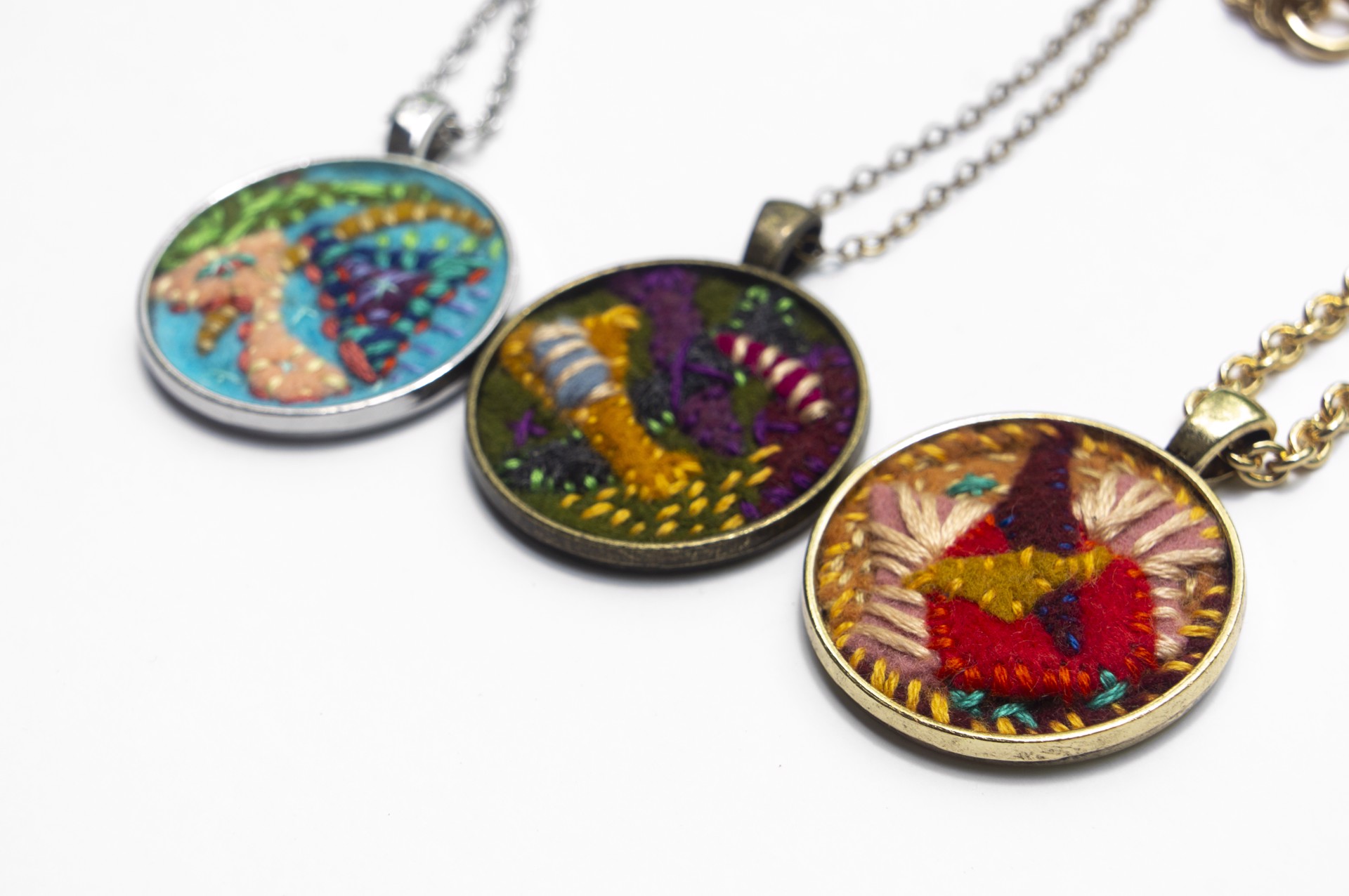 Embroidered Pendants by Hattie Lee