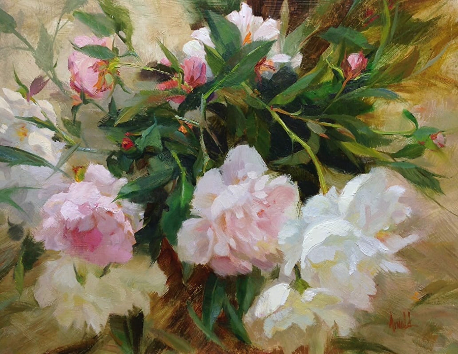 Pink and White Peonies by Carol Arnold