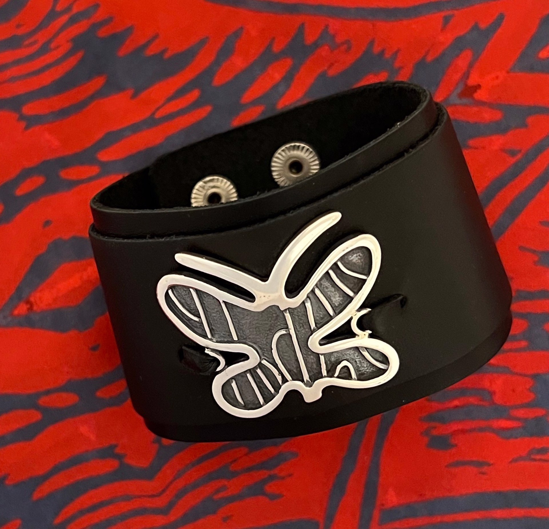 Adjustable Butterfly Leather Cuff by Melanie A. Yazzie