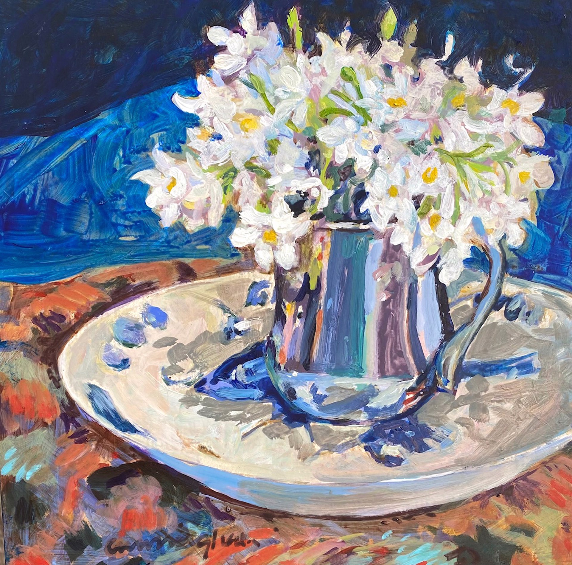 Flowers in a Carp Bowl by Nan Cunningham