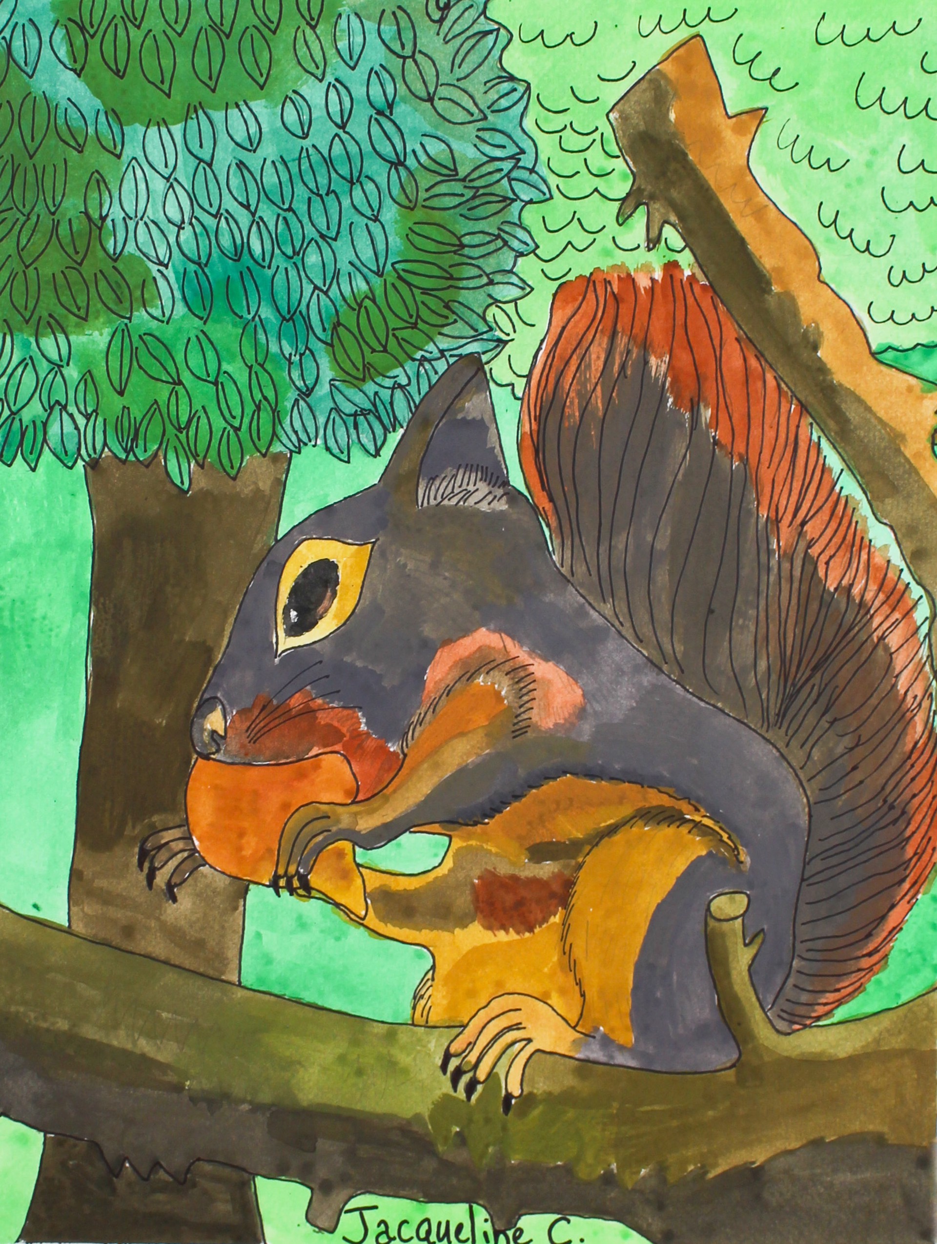 The Squirrel is Eating the Nuts (FRAMED) by Jacqueline Coleman