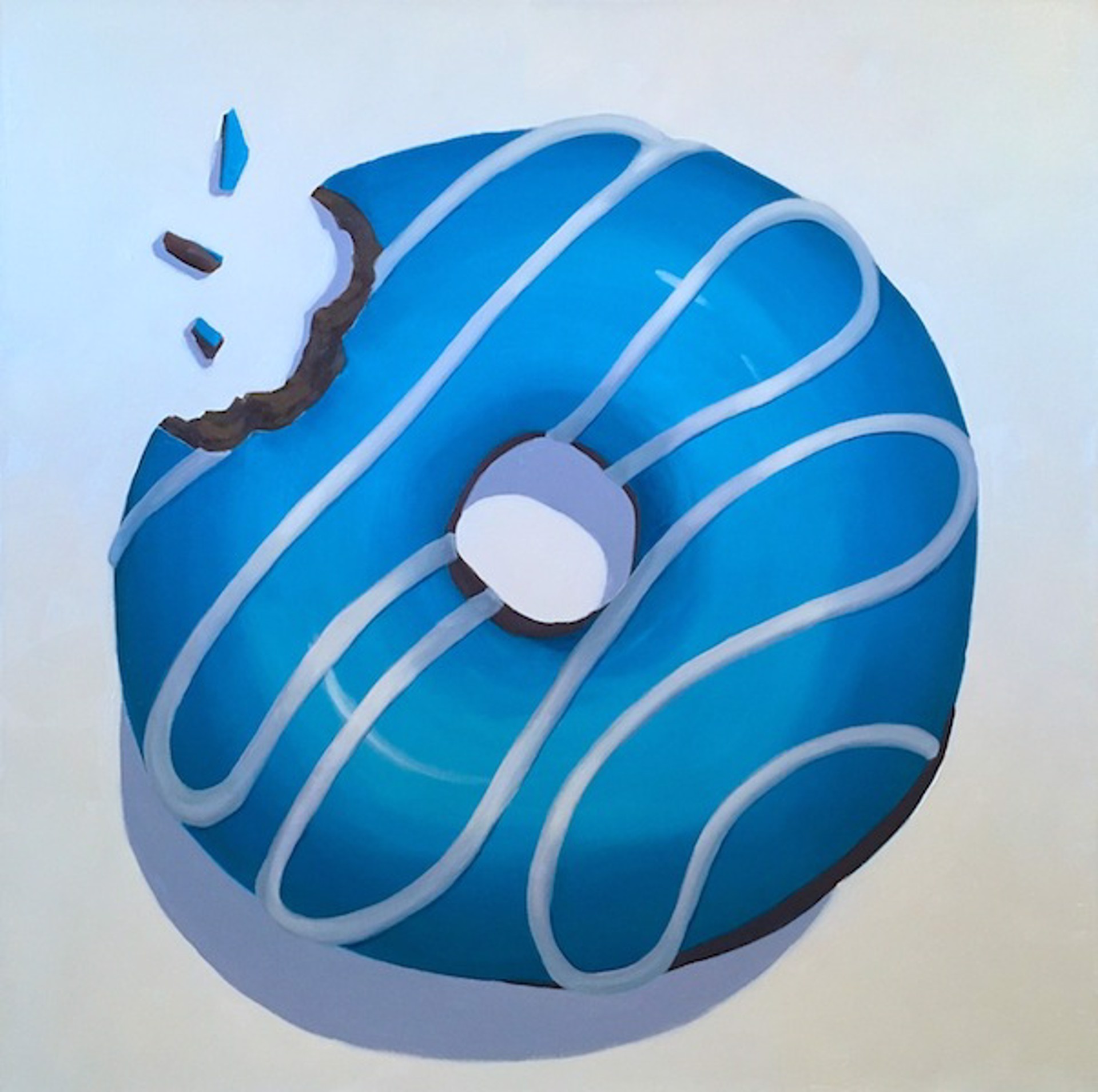 Blue Donut with White Swirl by Terry Romero Paul
