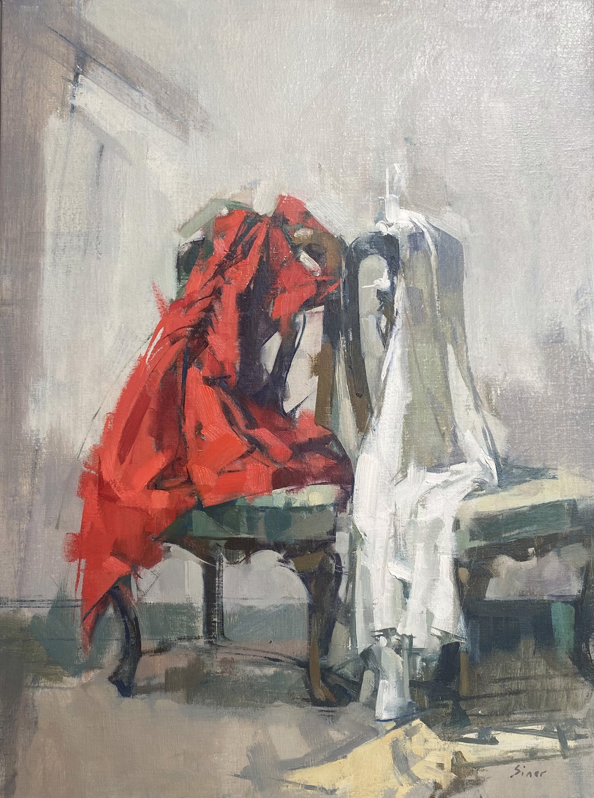 Red and White Two Chairs by Maggie Siner