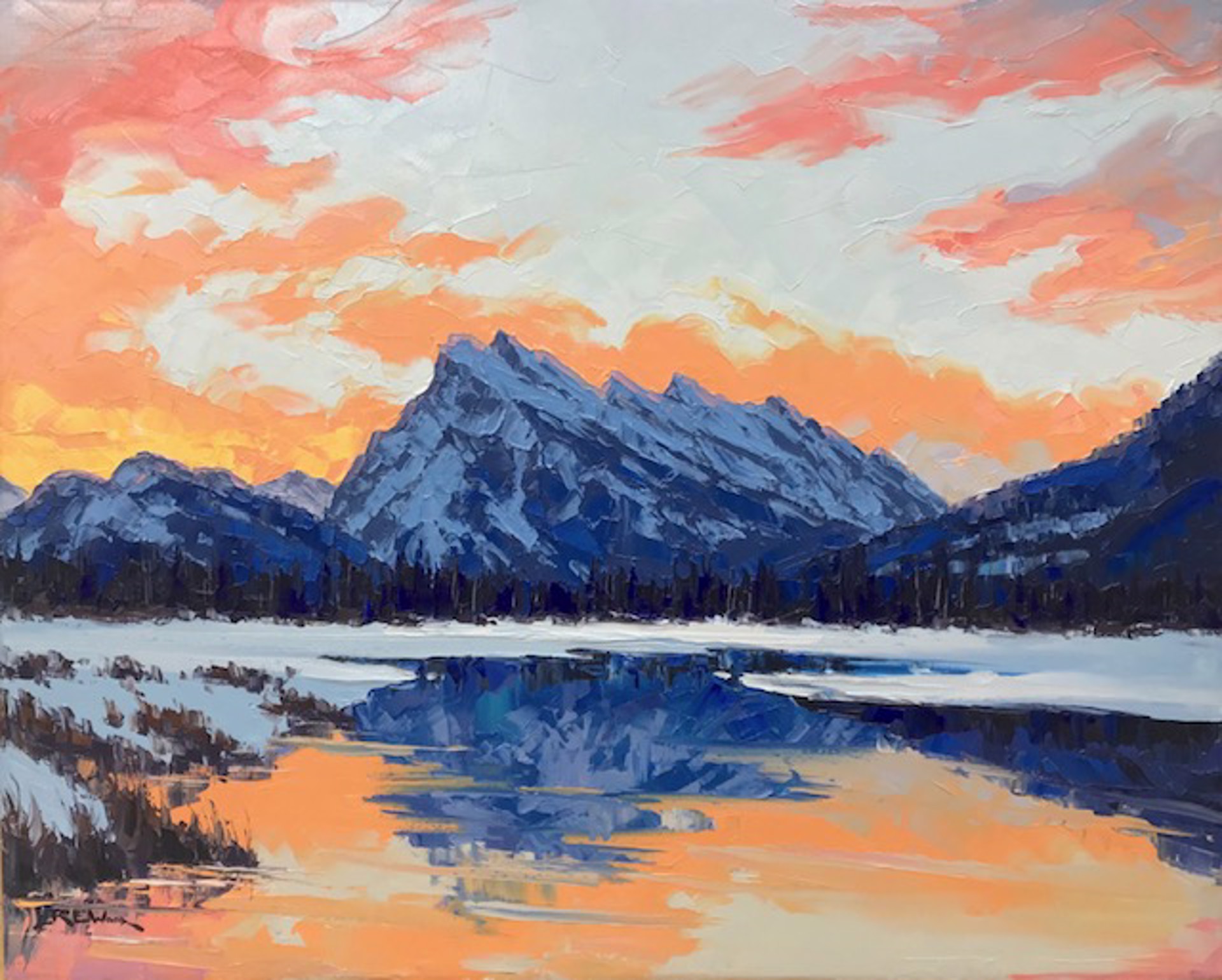 Mount Rundle Dawn by Robert E Wood