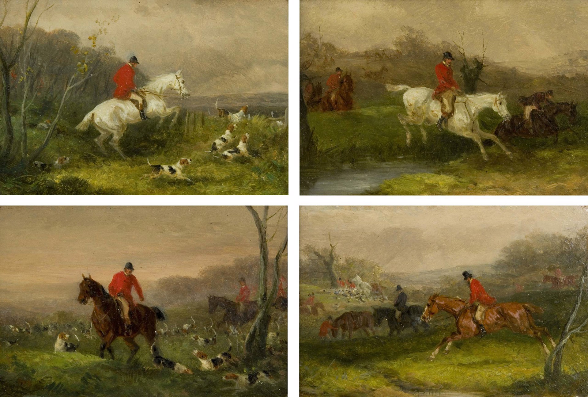 Foxhunting Scenes; a set of four by William Joseph Shayer