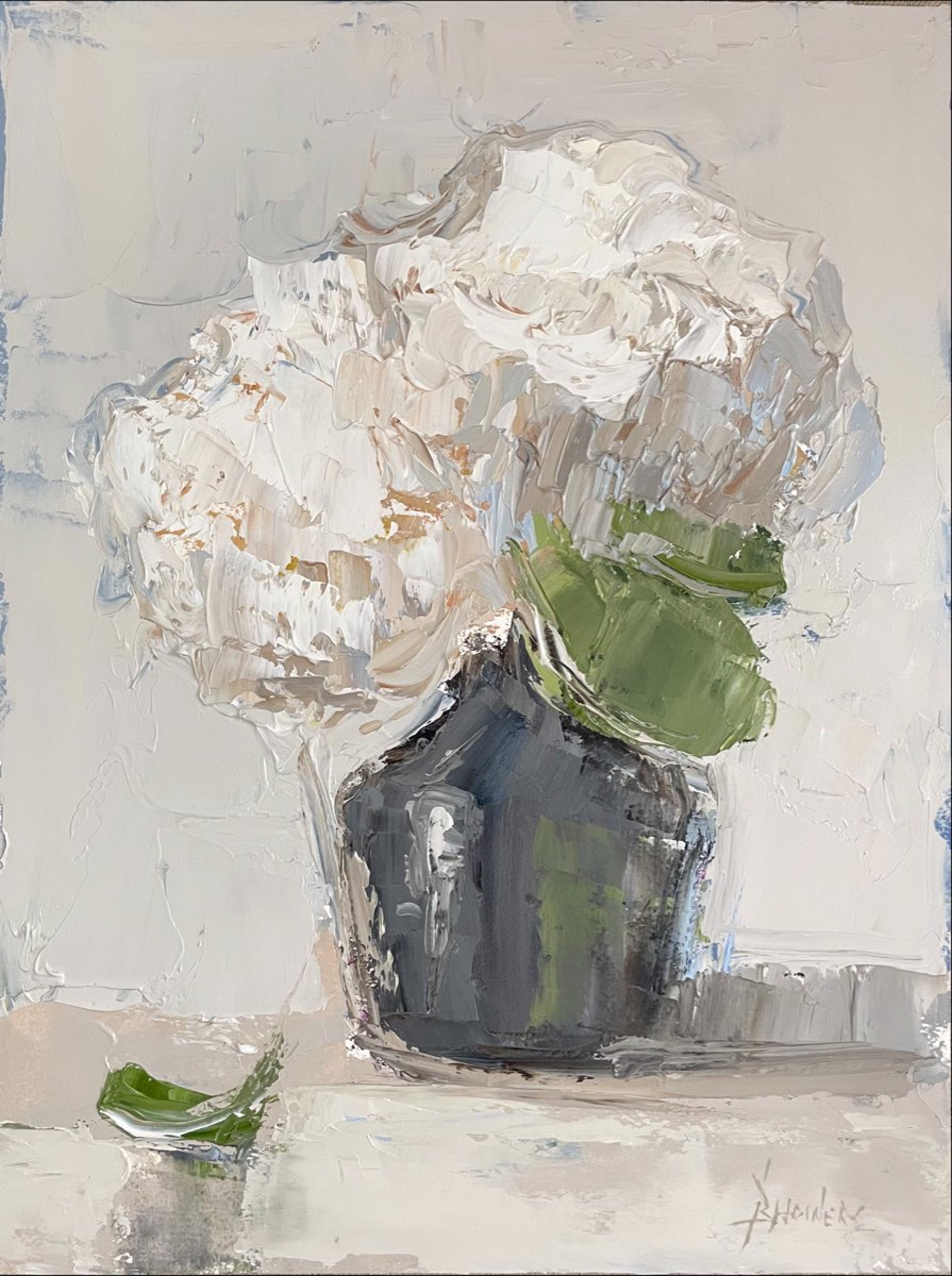 Hydrangeas In Dark Bud Vase by Barbara Flowers