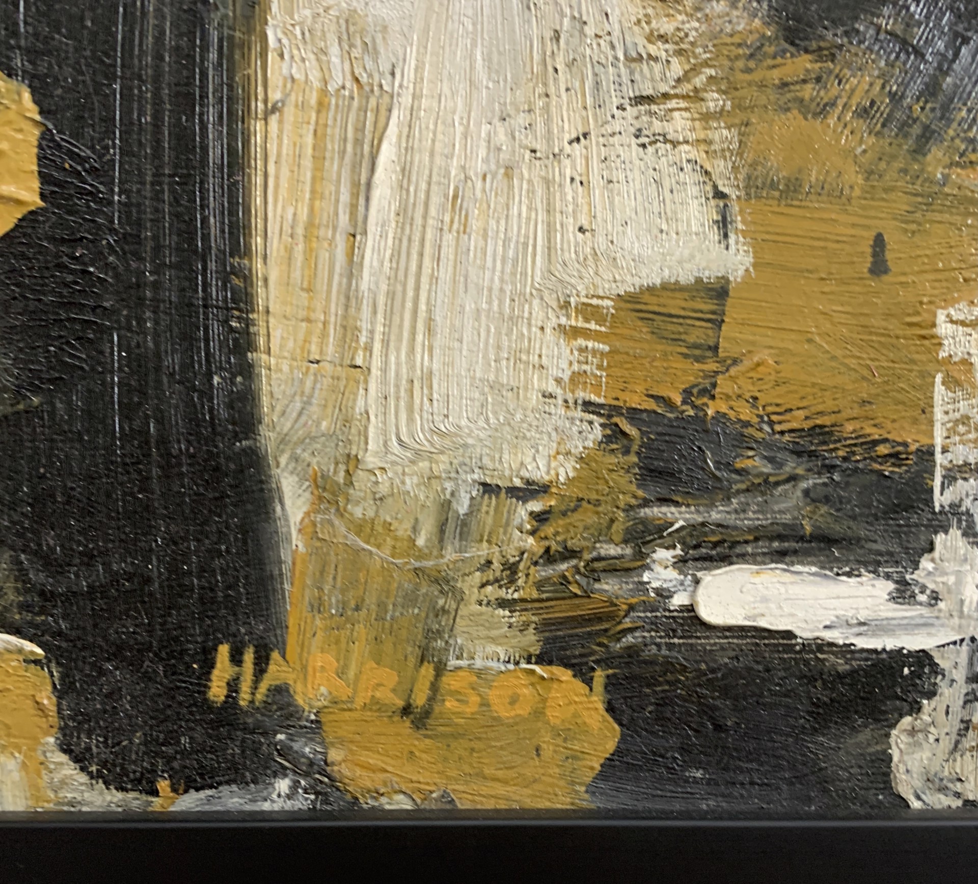 Abstraction in Ochre, Black and White by Myrna Harrison
