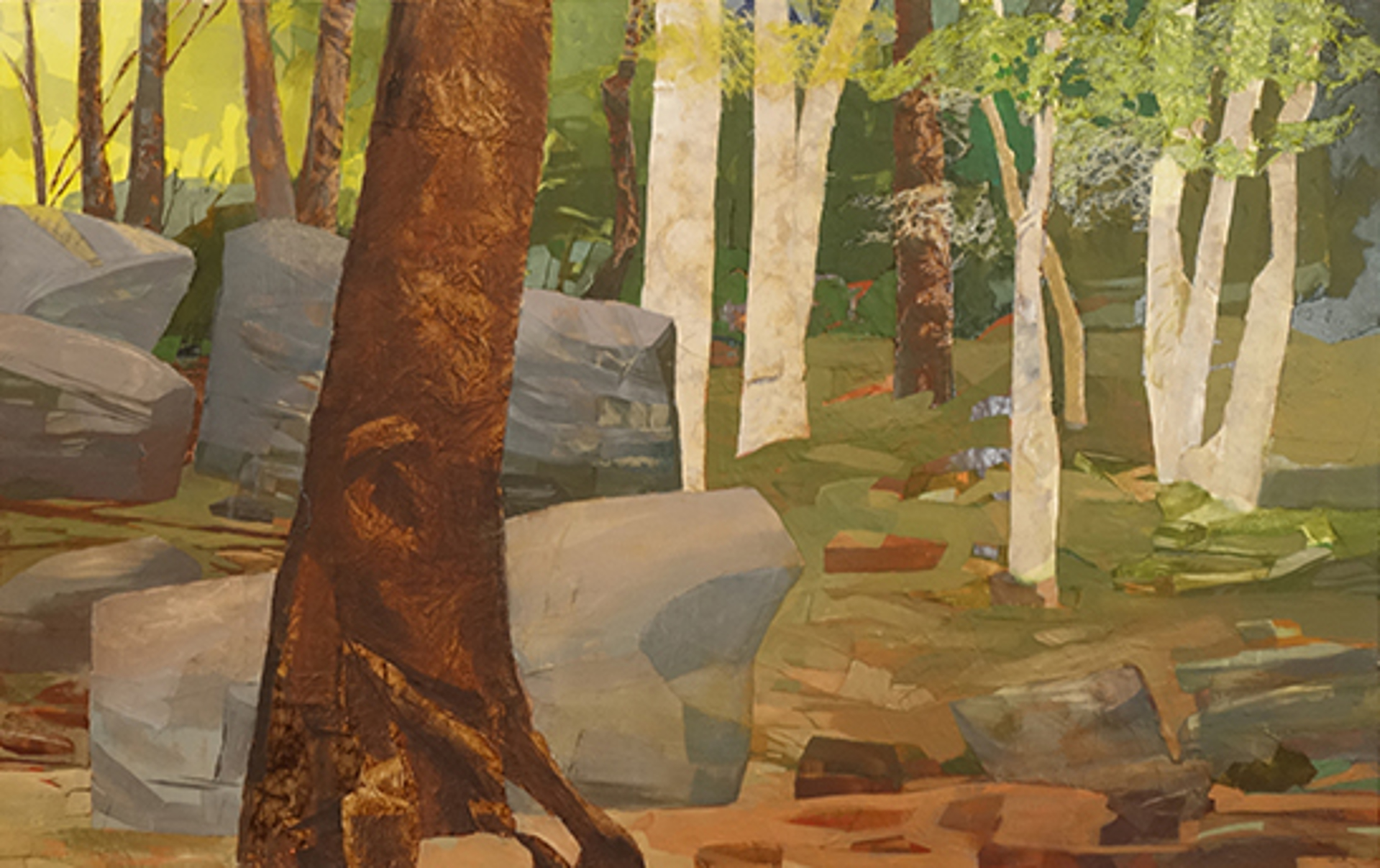 Boulders and Birches by Mariella Bisson