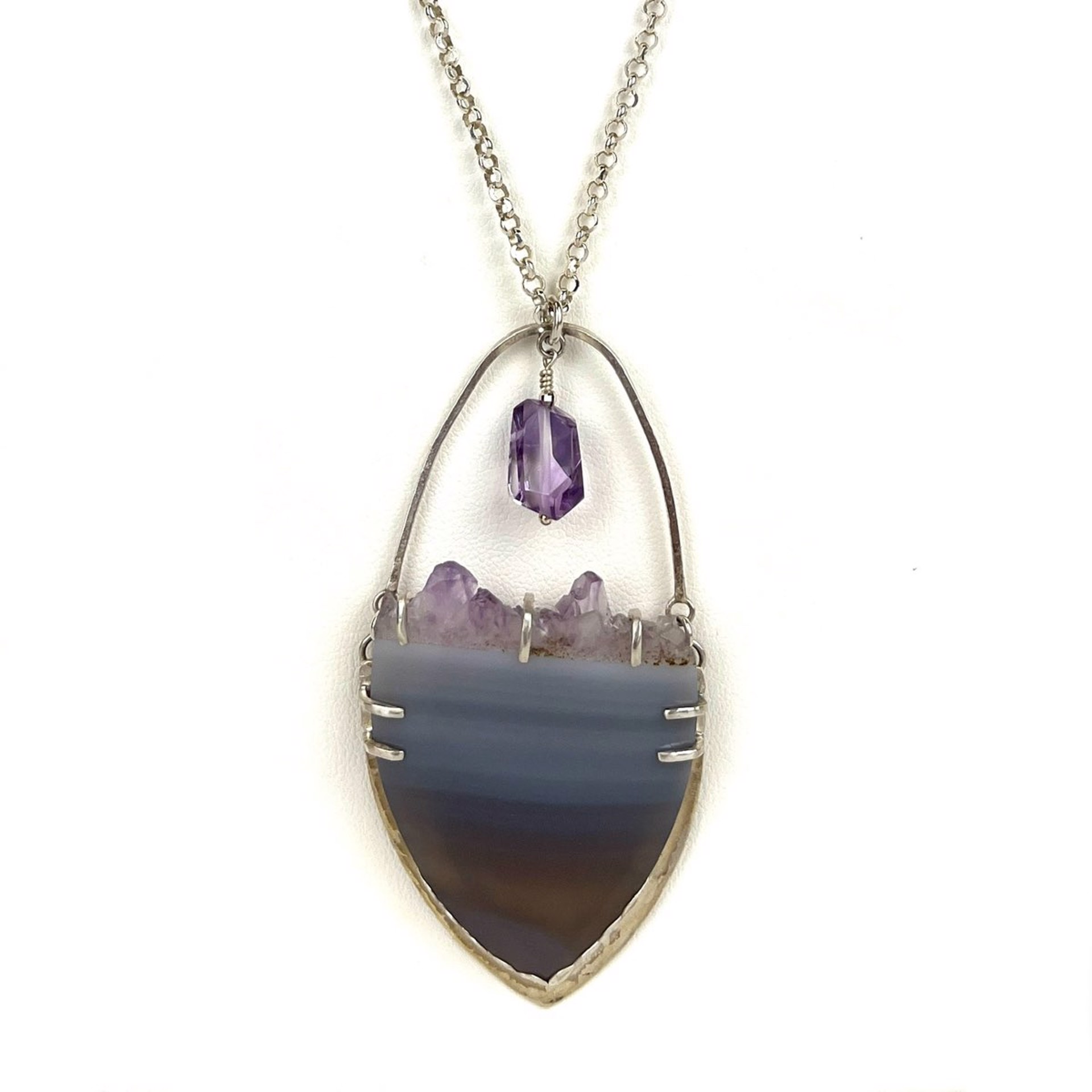 Agate & Amethyst Sterling Silver Necklace by Nola Smodic