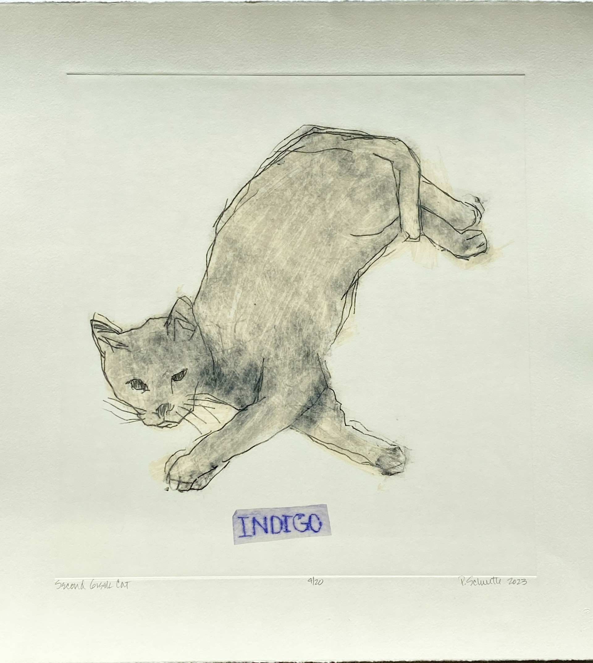 Second Greek Cat (Indigo) by Paula Schuette Kraemer