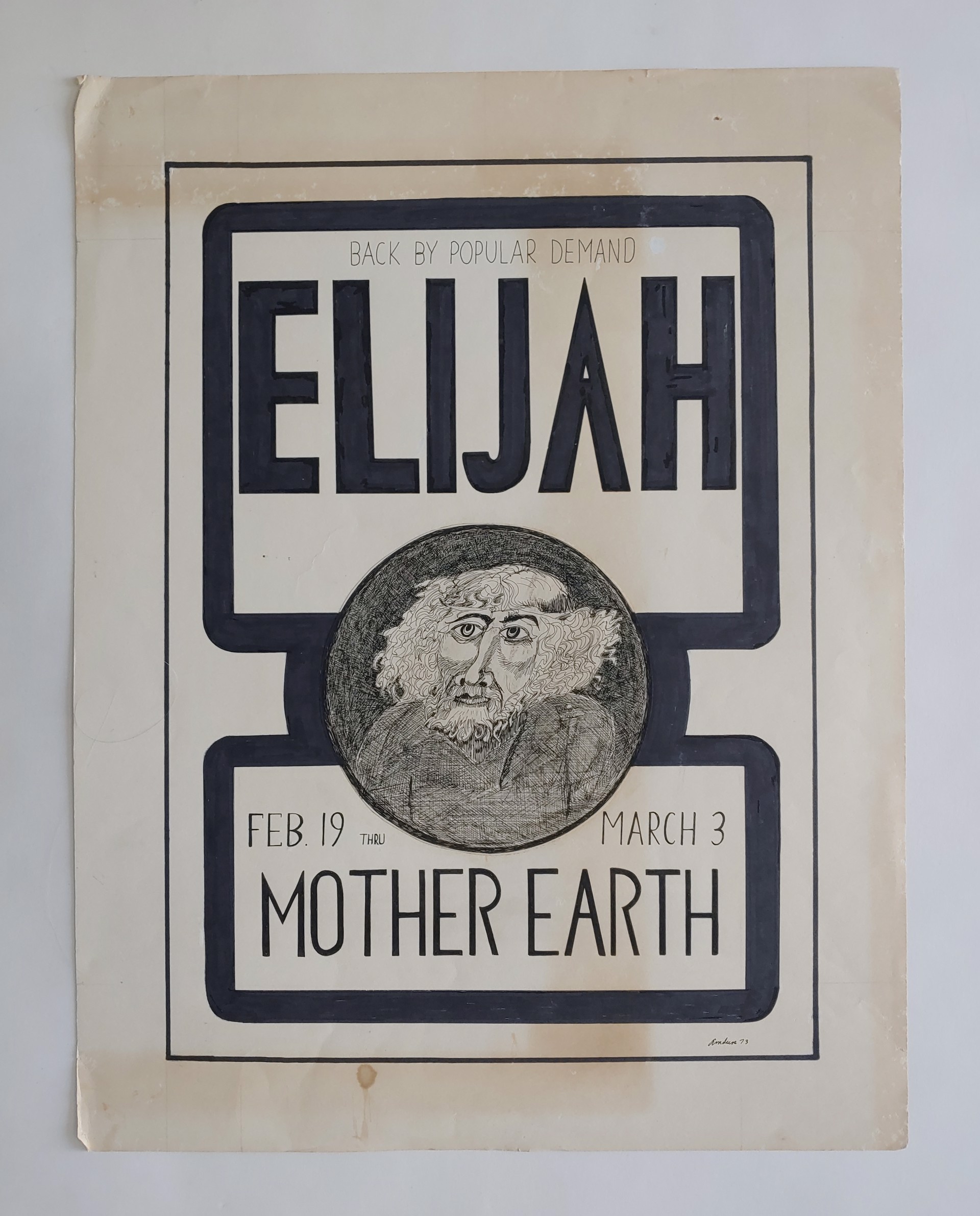 Elijah - Original Drawing for Poster by David Amdur