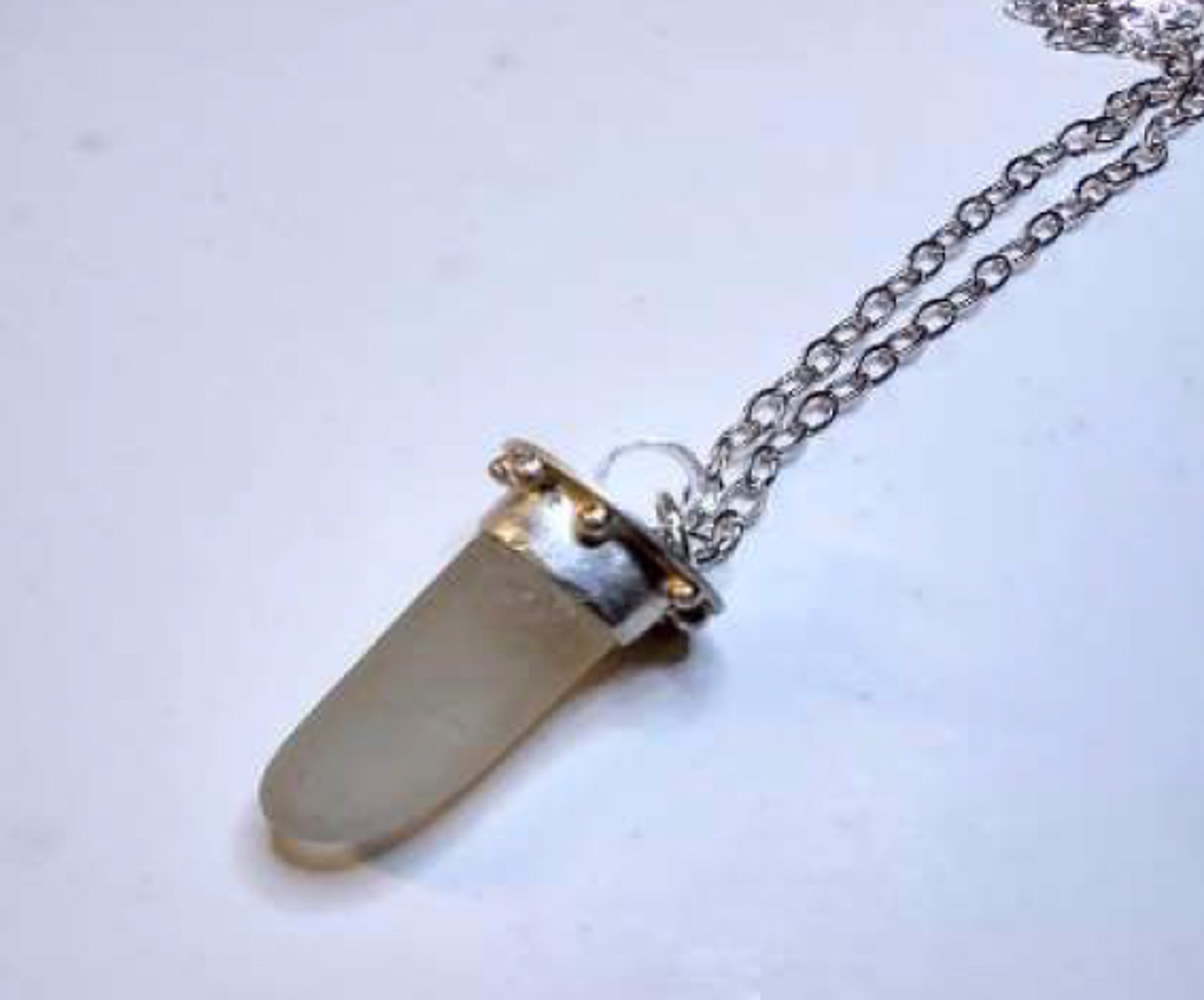 White Sea Glass and Silver Necklace by Leigh Griffin