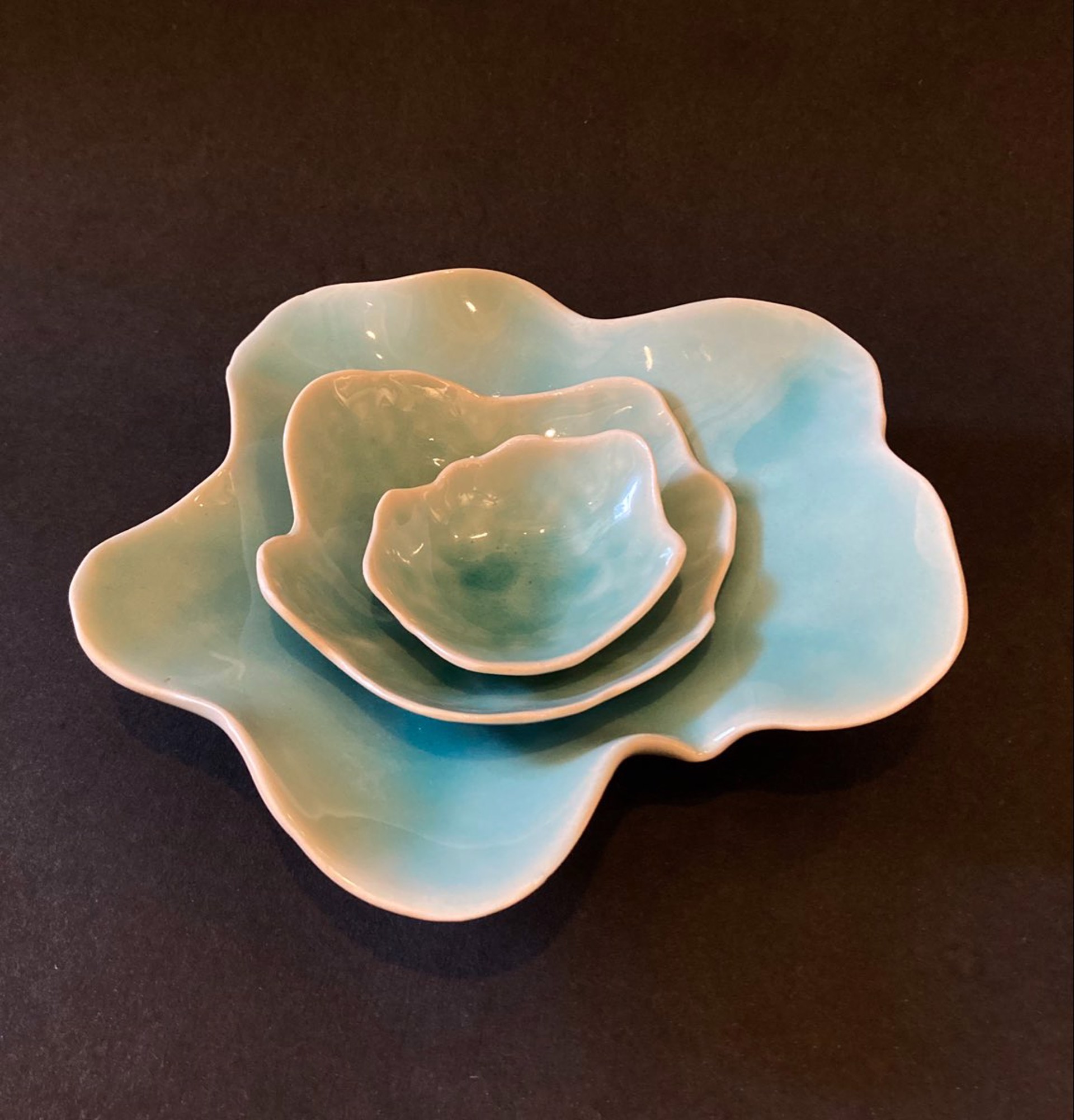 Nesting Flower NBF-2 Turquoise (set of 3) by Kate Tremel
