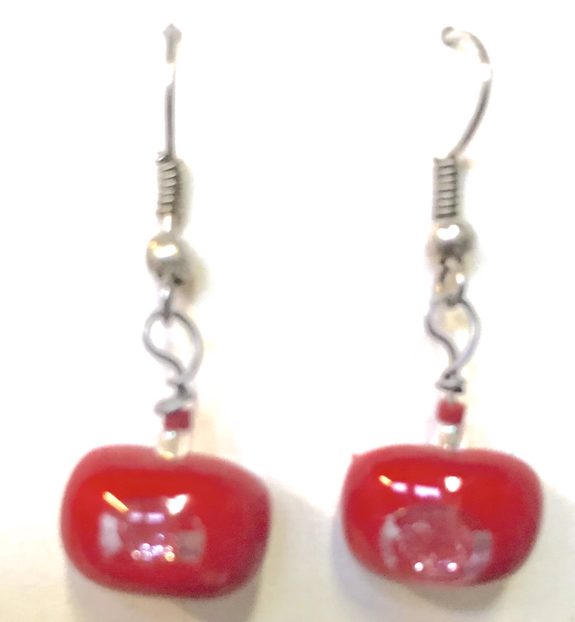 Red & Silver Small Earrings by Tracy Taft