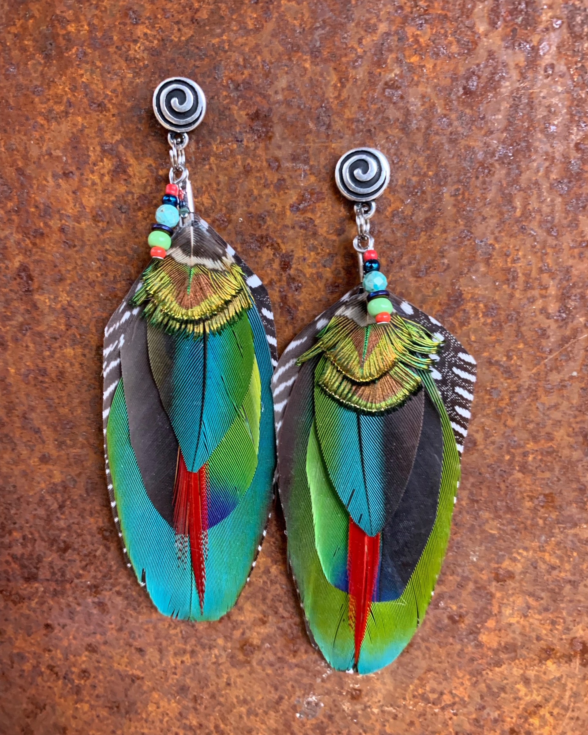 K811 Ethically Sourced Parrot Earrings by Kelly Ormsby