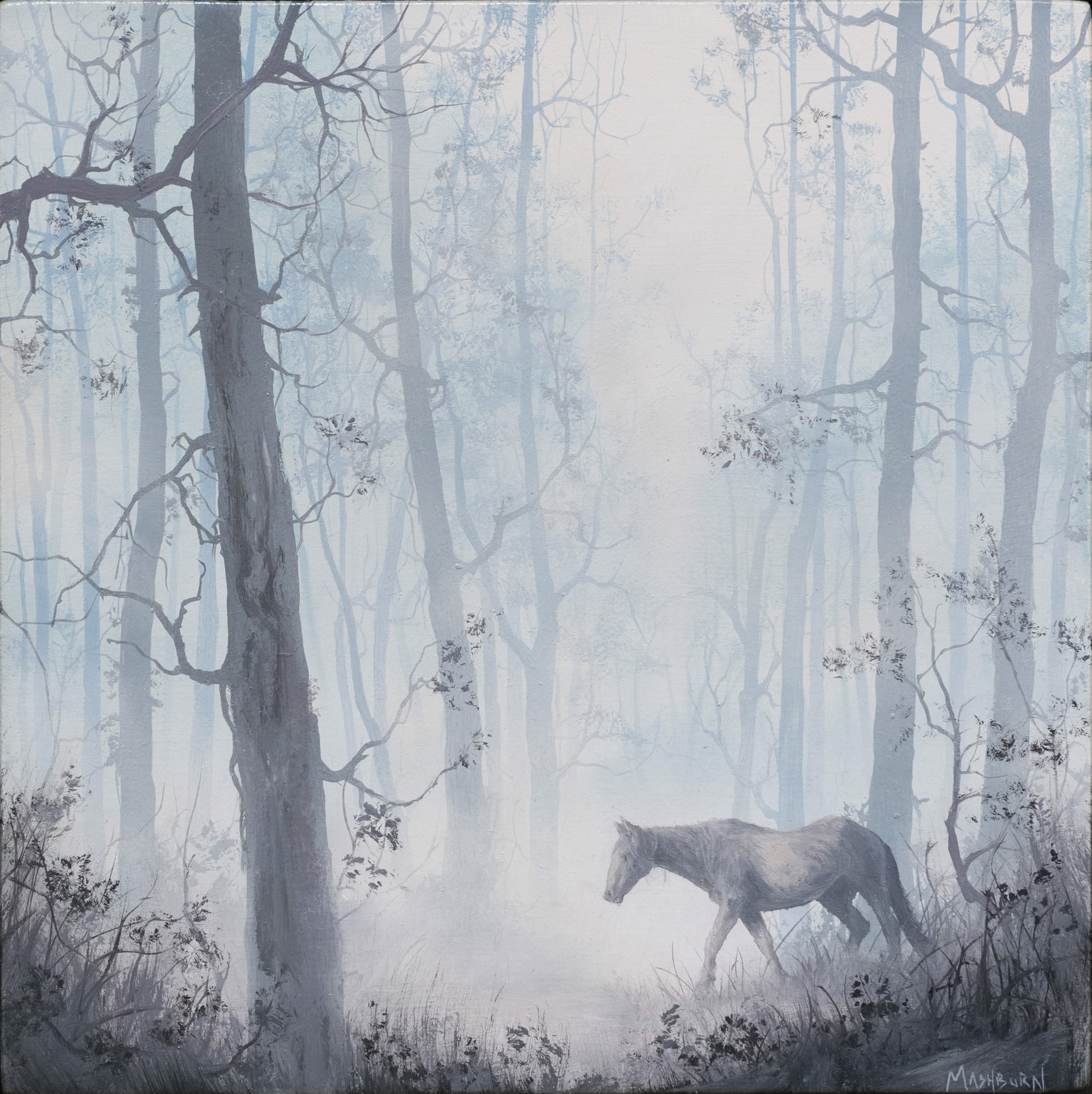 Horse Walking in a Pale Forest by Brian Mashburn