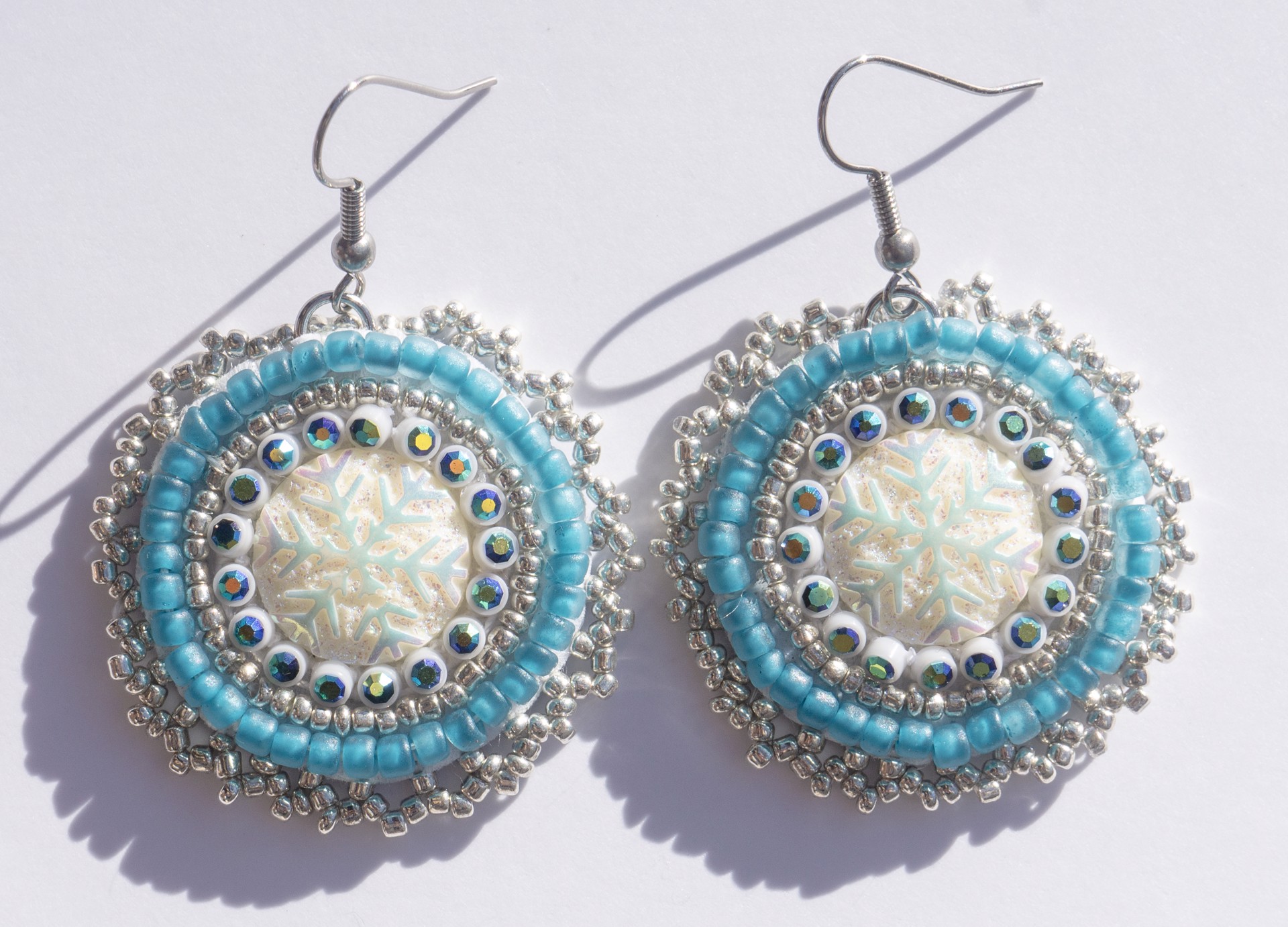 Blue Snowflake Earrings by Hattie Lee Mendoza