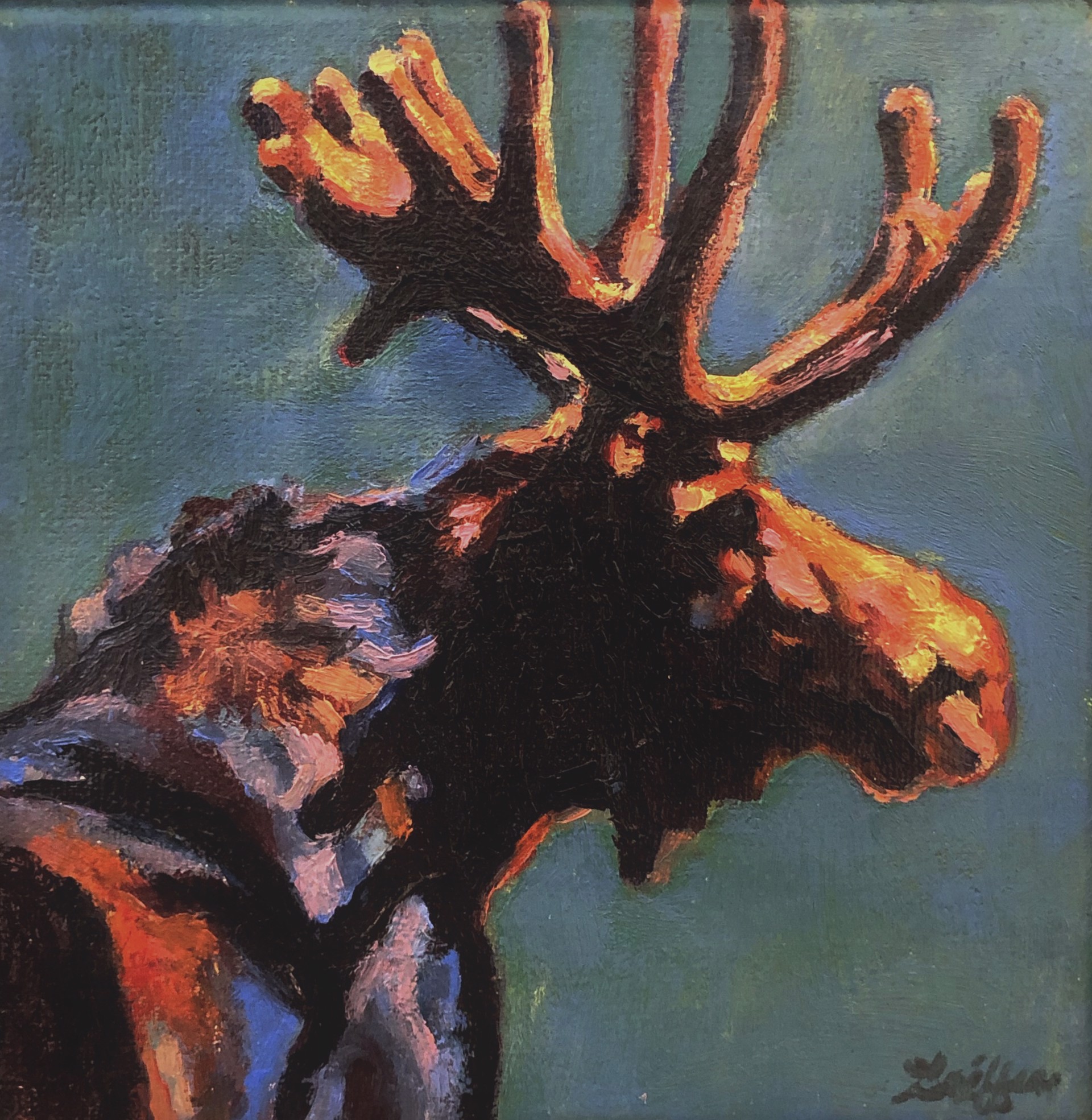 A Contemporary Painting Of A Bull Moose With Colorful Touches By Patricia Griffin Available At Gallery Wild
