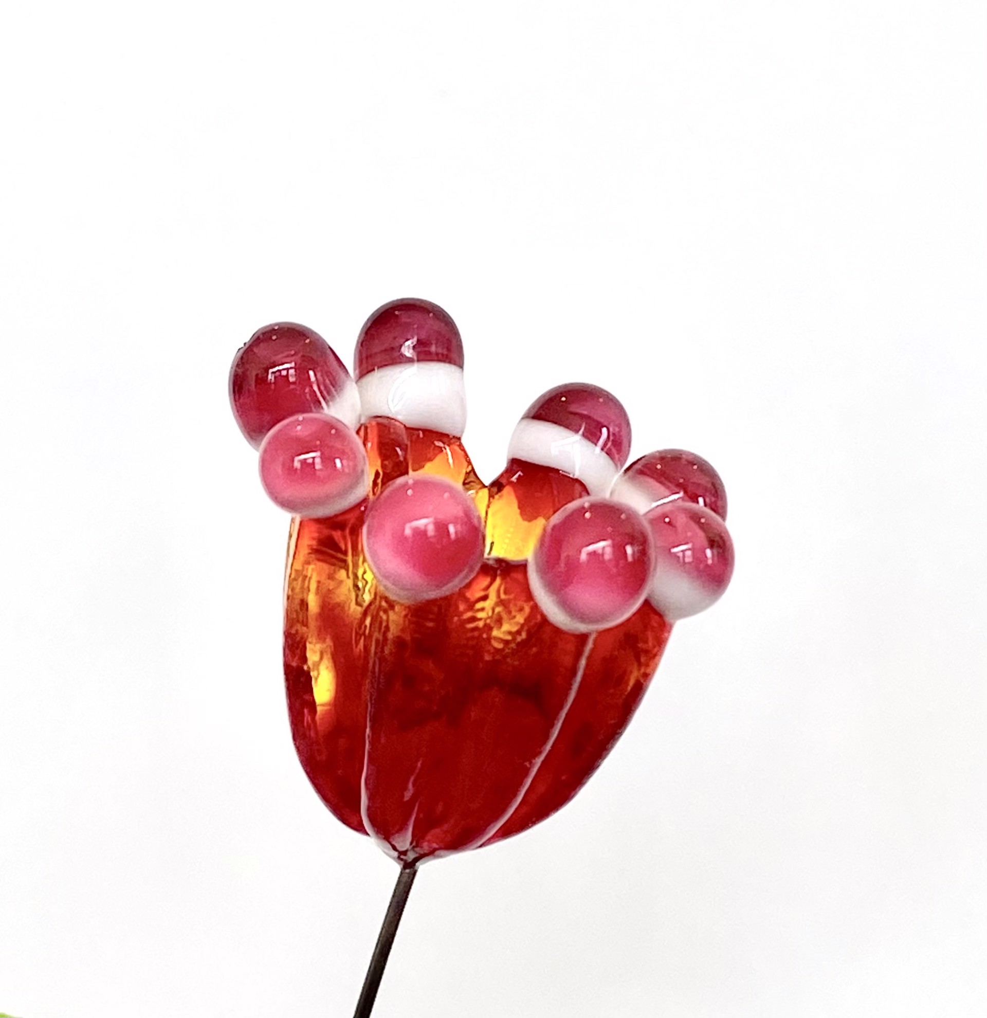 Glass Deep Red Dotted Flower by Emelie Hebert