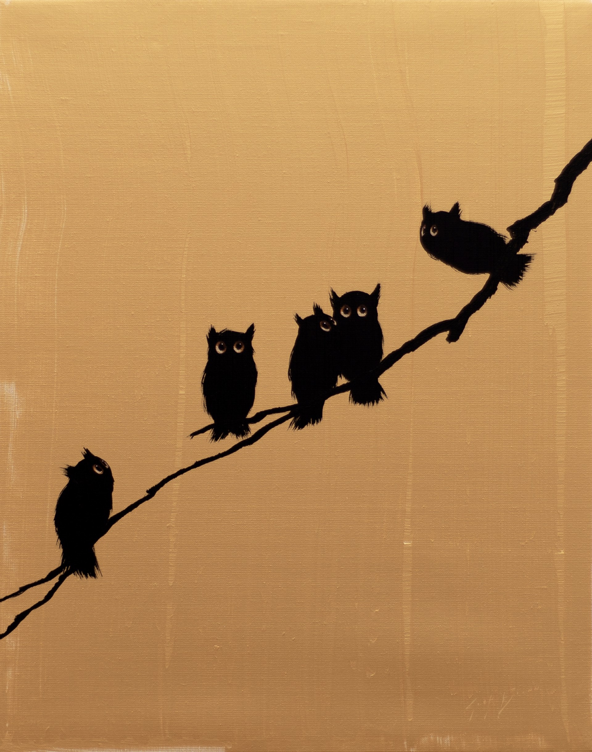 Five Owls on Gold by Josh Brown