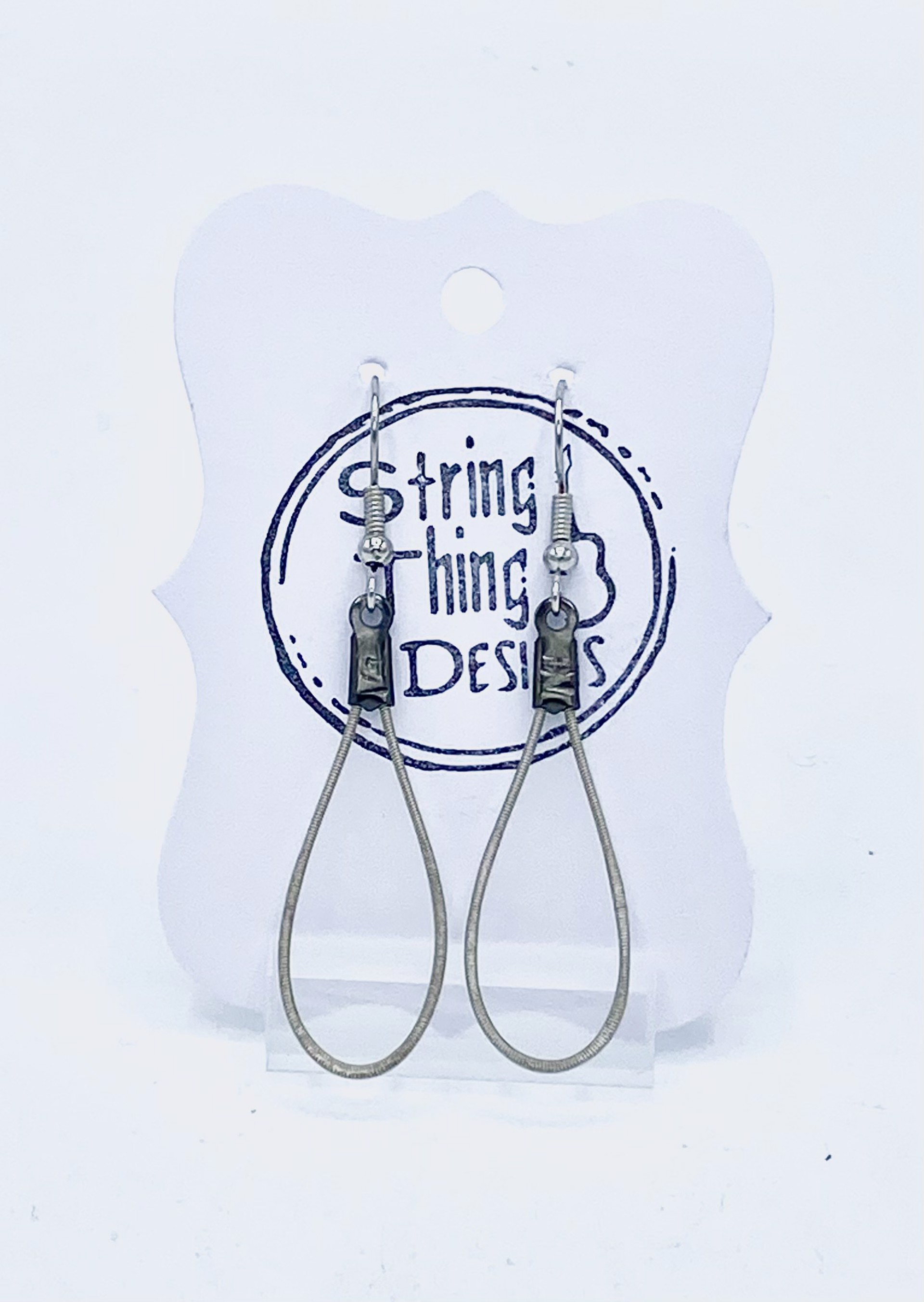 Guitar String Silver Earrings by String Thing Designs